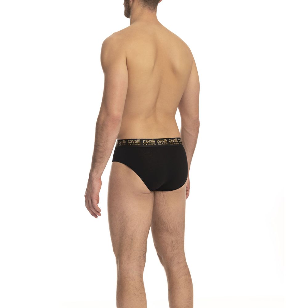 Cavalli Class Black Cotton Men Brief Pack