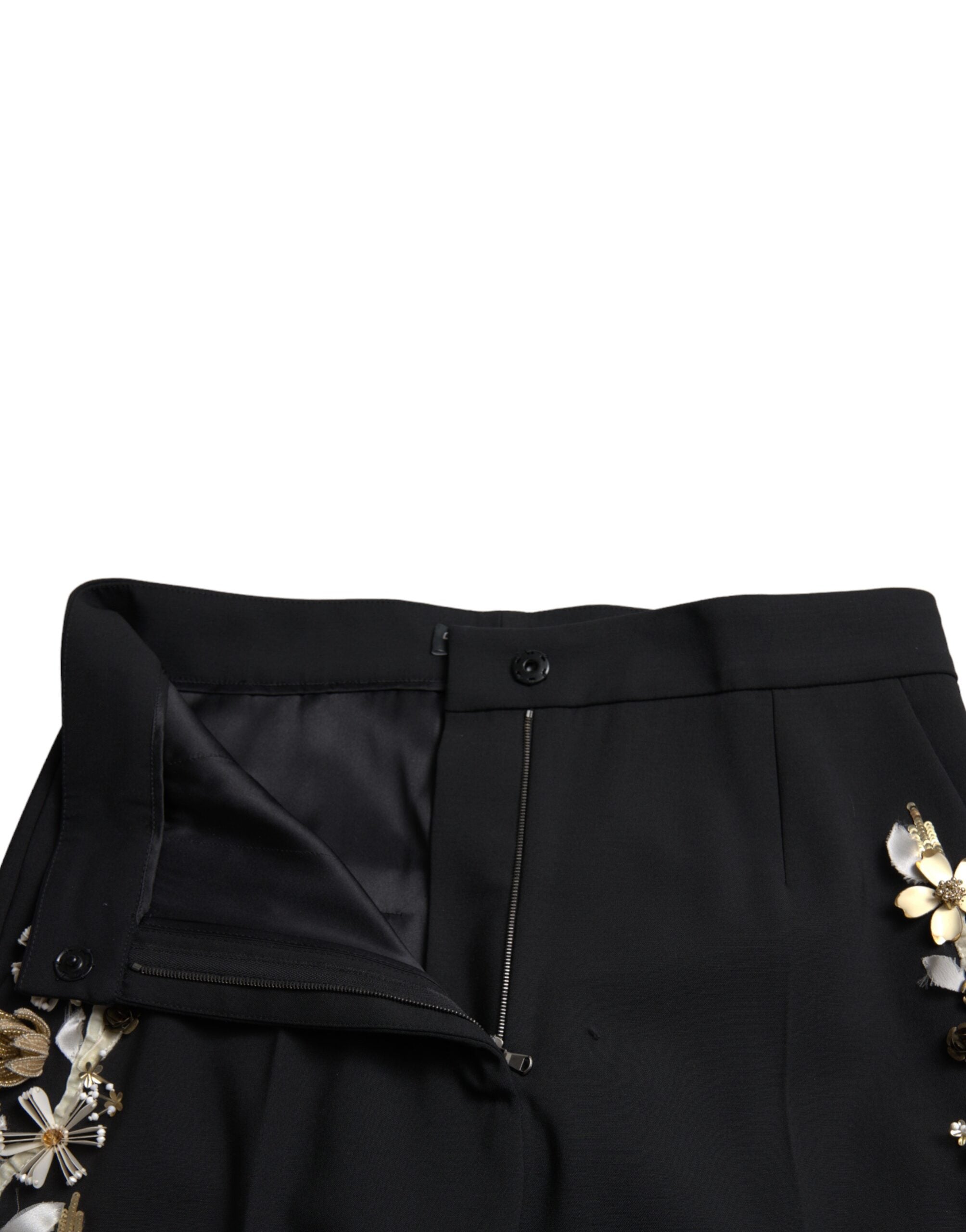Dolce &amp; Gabbana – Elegante, hoch taillierte, konische Hose mit Blumenmuster