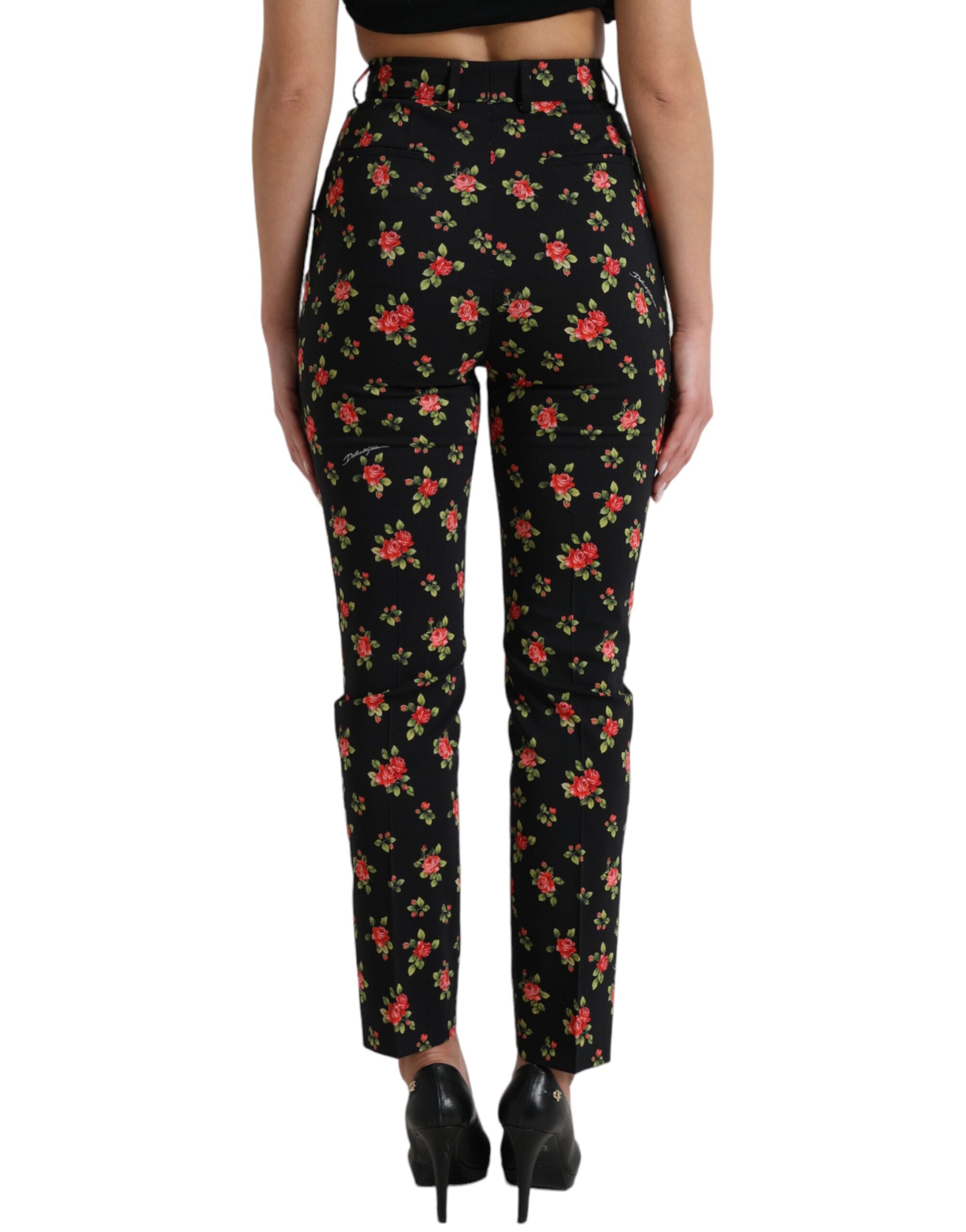 Dolce &amp; Gabbana Elegante hoch taillierte, florale Tapered-Hose