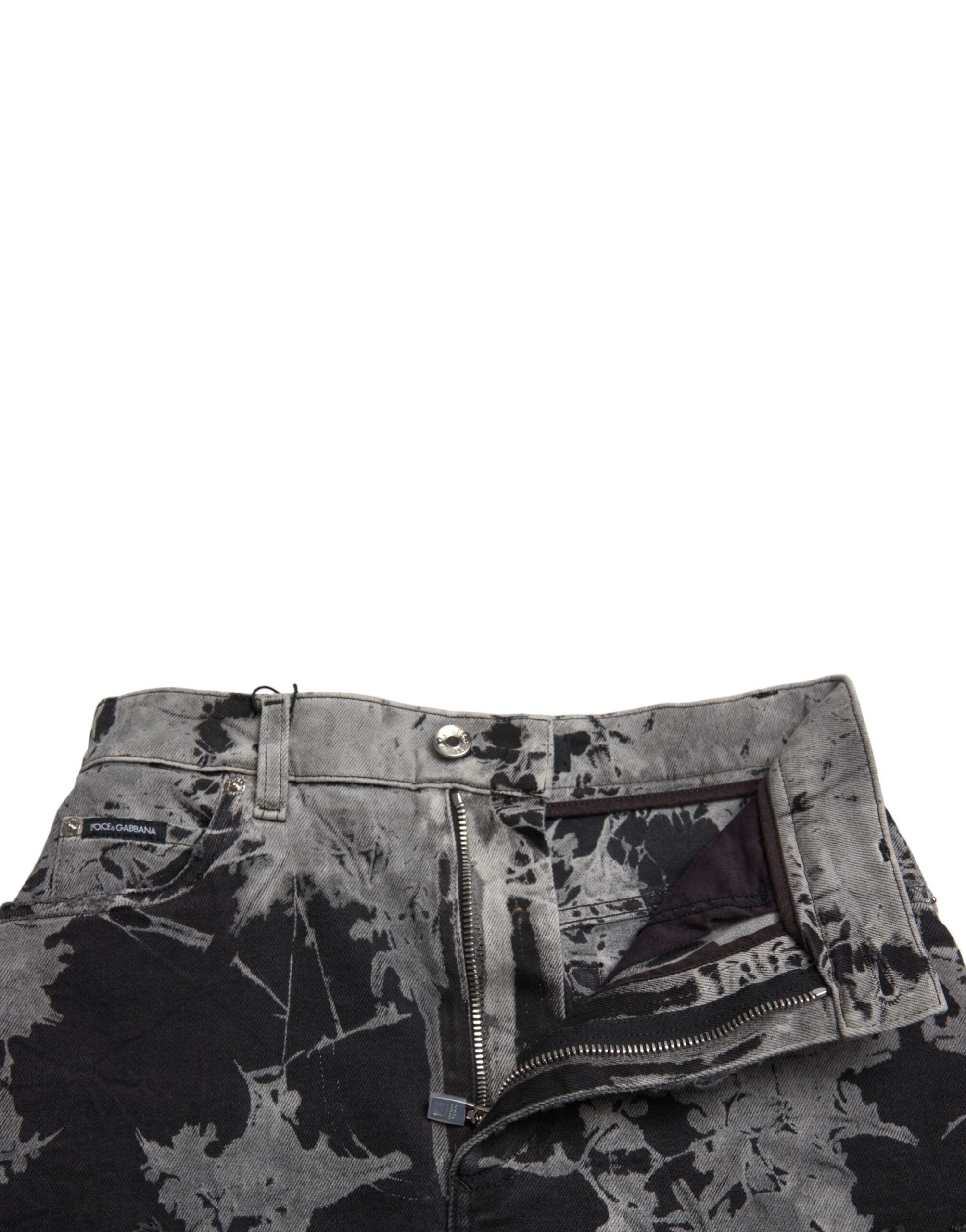 Dolce &amp; Gabbana - Fustă mini din denim elegantă cu talie înaltă și bordură din dantelă