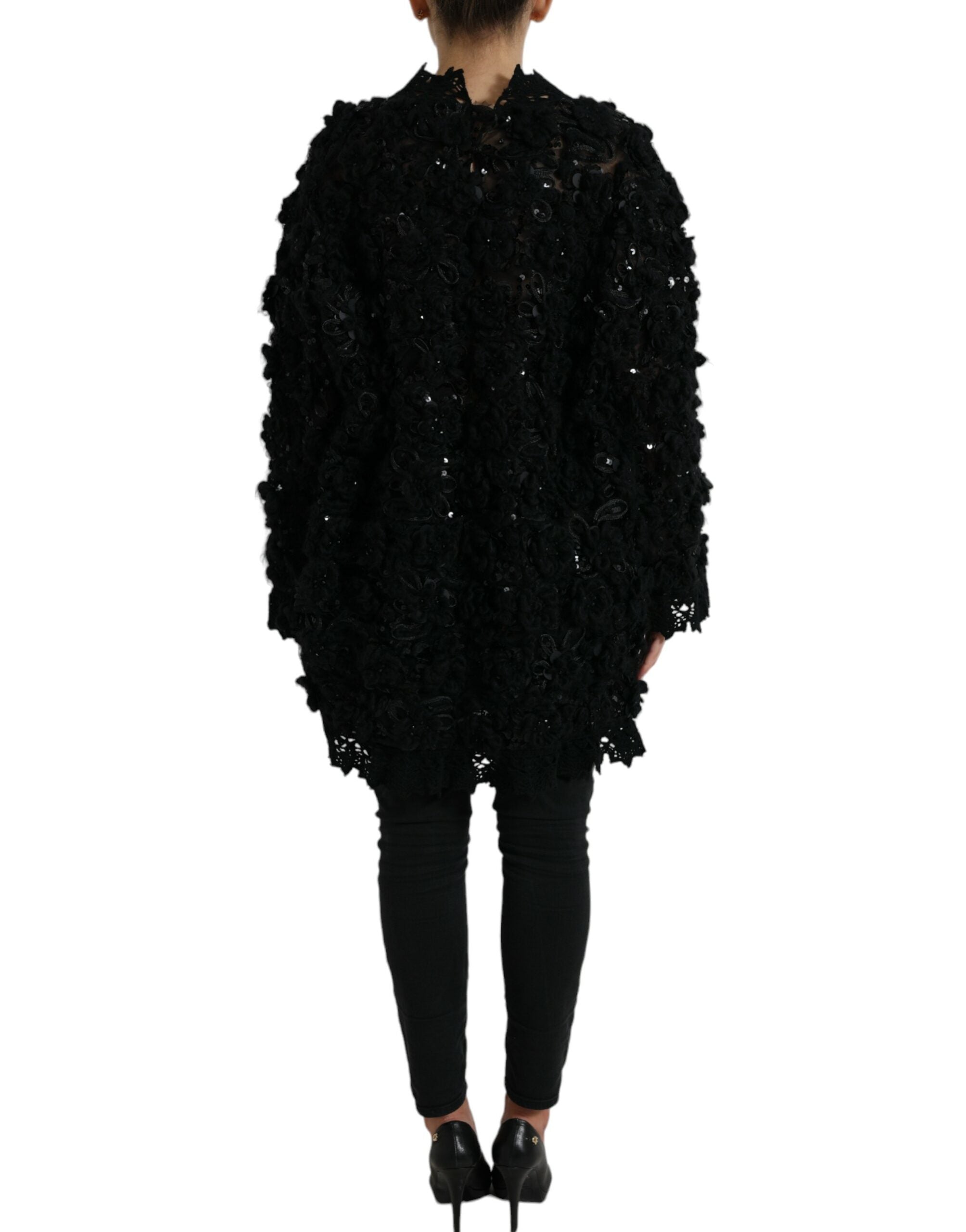 Dolce &amp; Gabbana – Schwarzer Pullover mit Paillettenverzierung