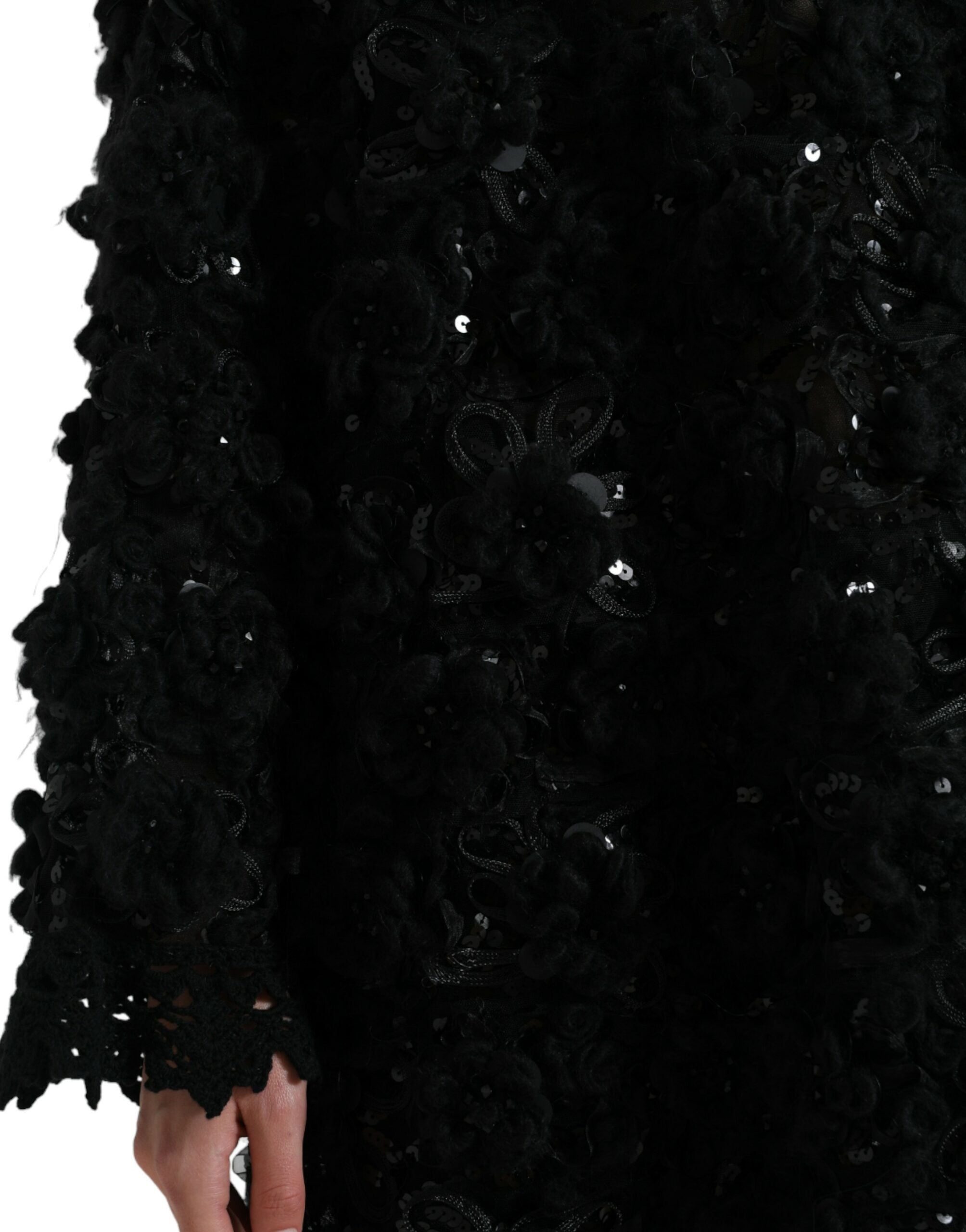 Dolce &amp; Gabbana – Schwarzer Pullover mit Paillettenverzierung