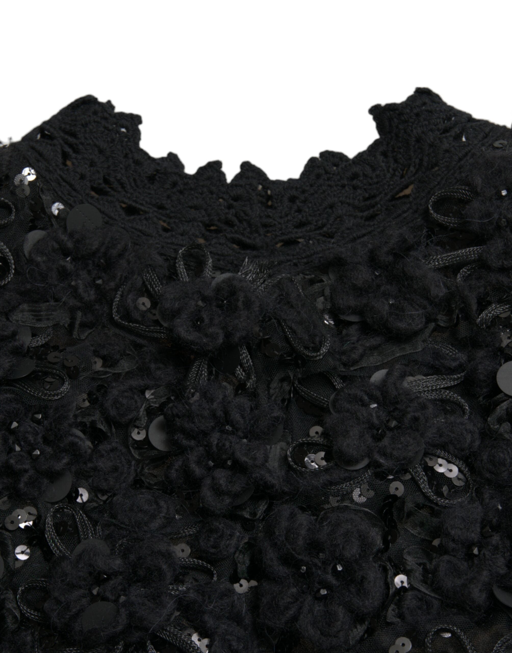 Dolce &amp; Gabbana – Schwarzer Pullover mit Paillettenverzierung