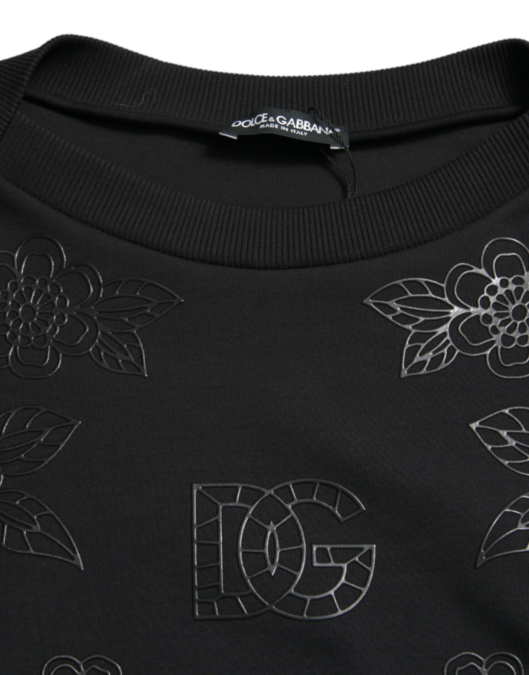 Dolce &amp; Gabbana – Eleganter schwarzer Pullover mit Blumenapplikation
