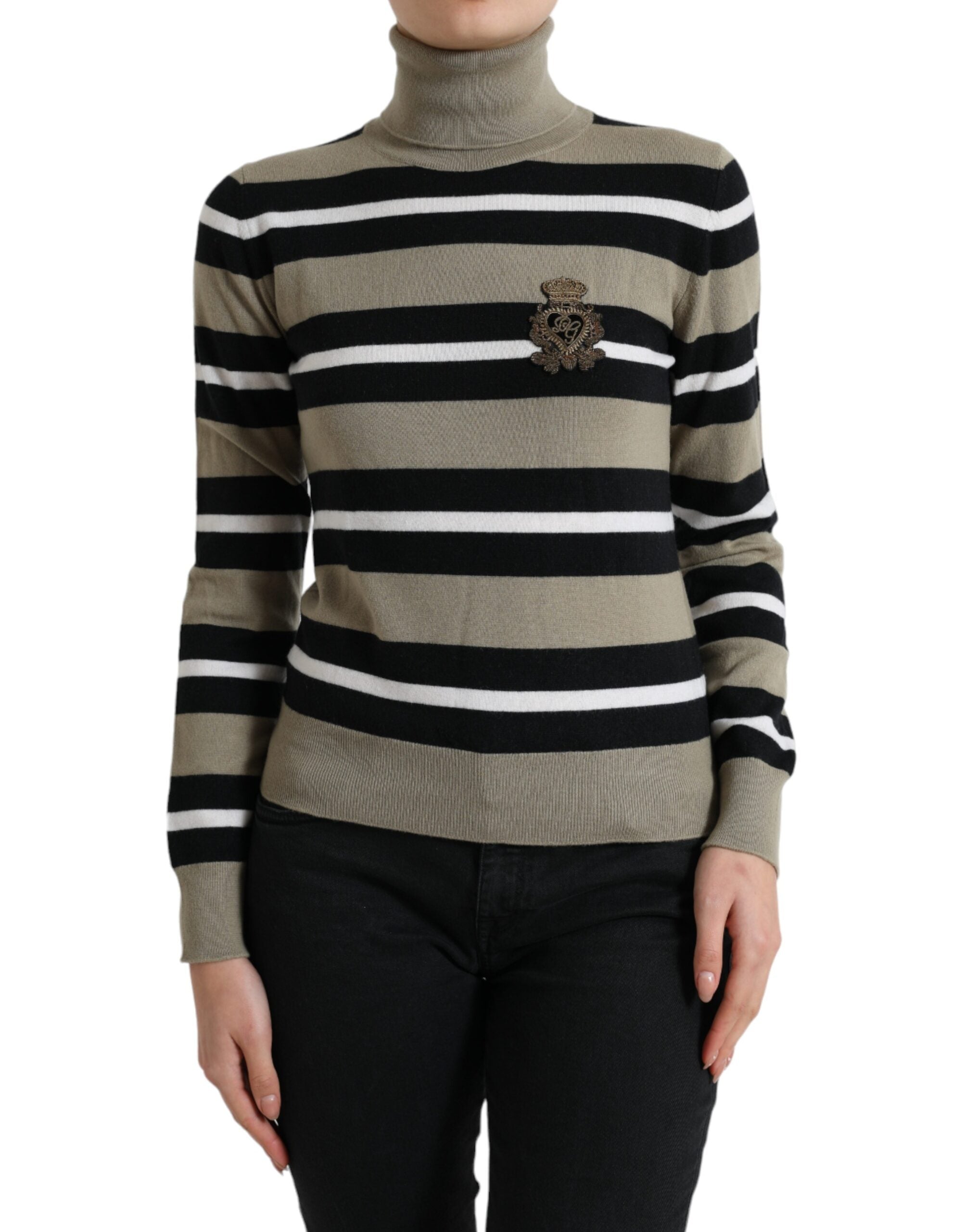 Dolce &amp; Gabbana Mehrfarbig gestreifter Rollkragenpullover aus Wolle