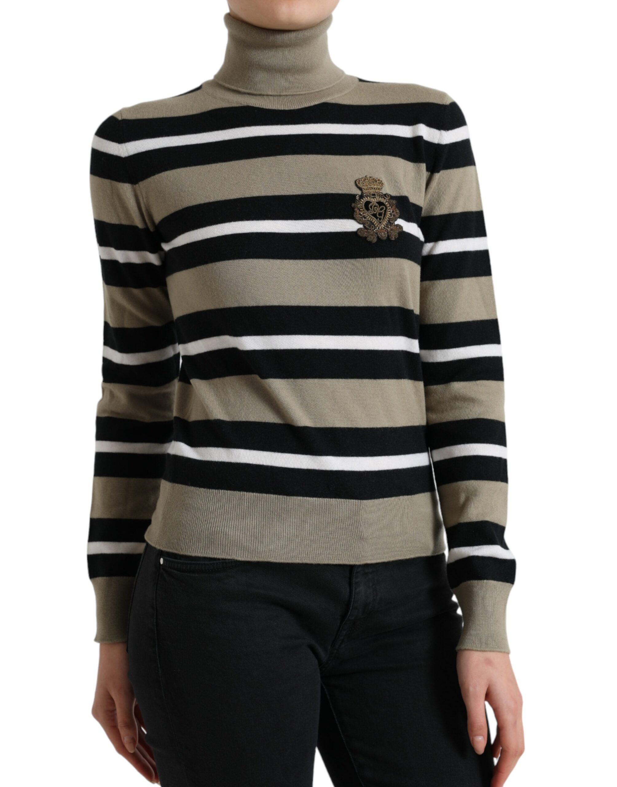 Dolce &amp; Gabbana Mehrfarbig gestreifter Rollkragenpullover aus Wolle