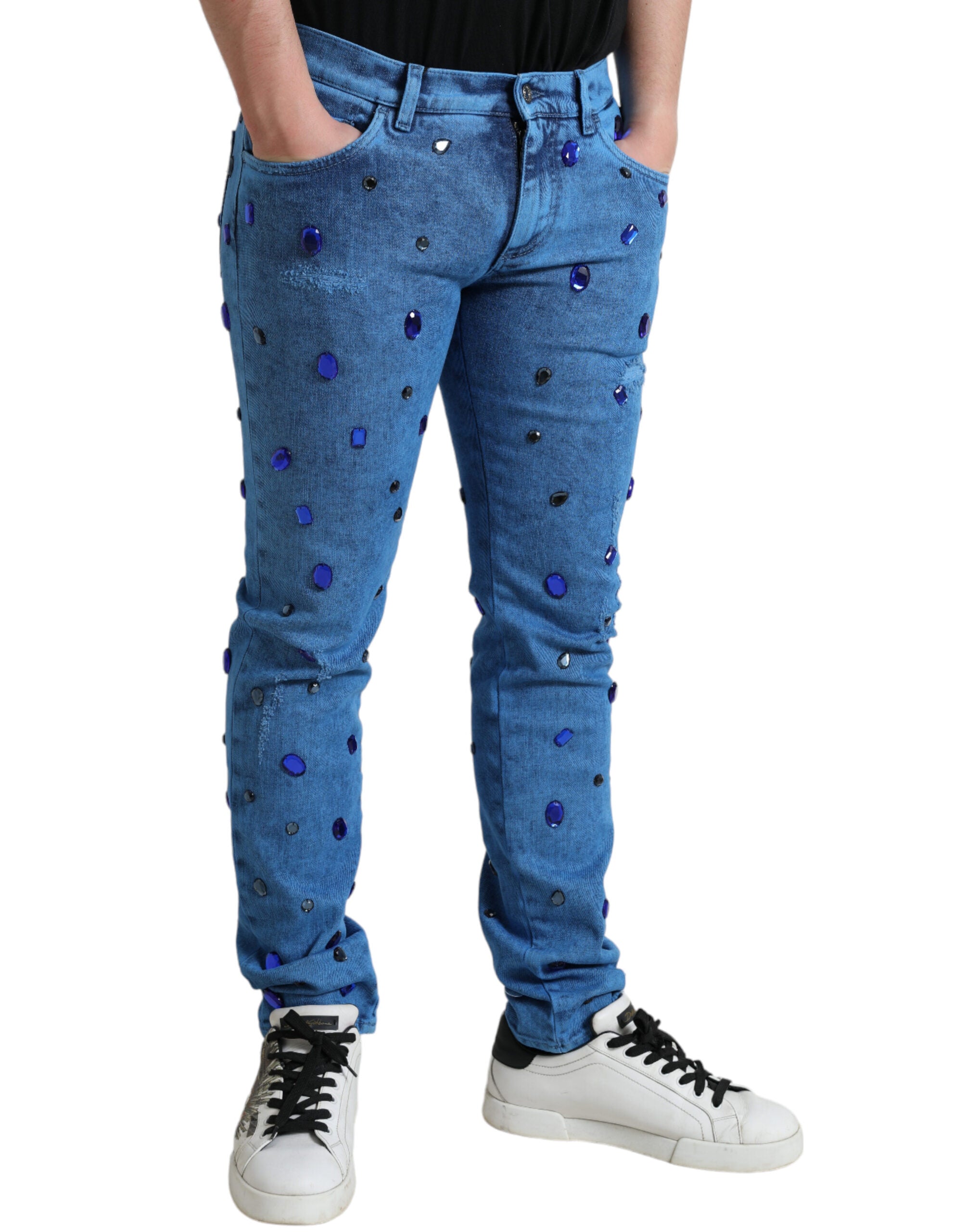 Dolce &amp; Gabbana – Enge Jeans mit Kristallverzierung