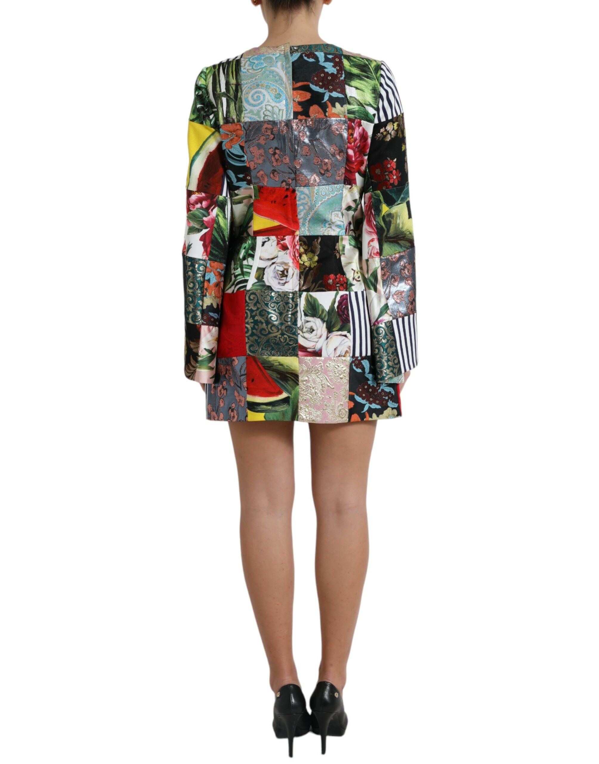 Rochie mini dreptă cu imprimeu floral jacquard Dolce &amp; Gabbana Masterpiece