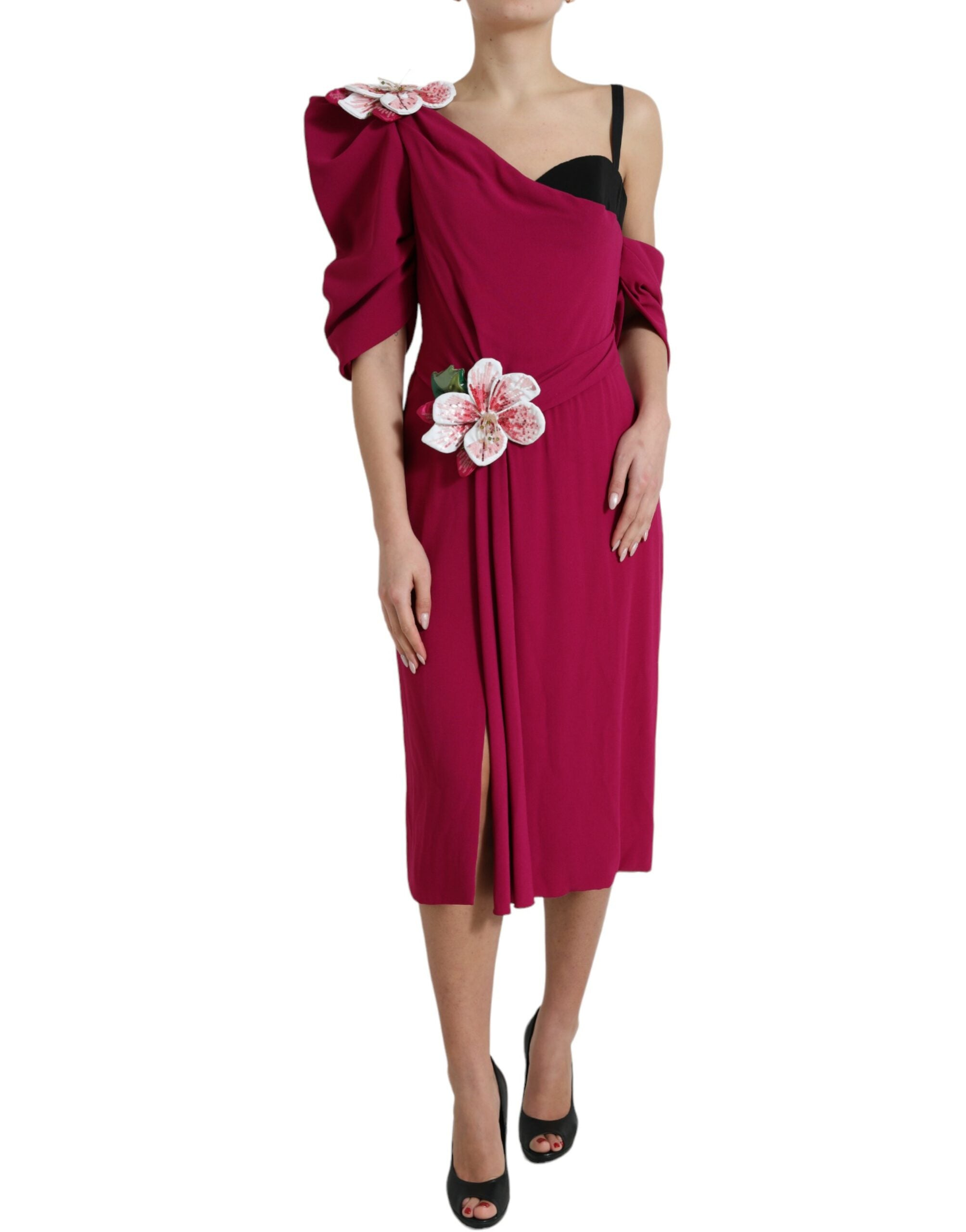 Rochie midi elegantă din mătase violet Dolce &amp; Gabbana