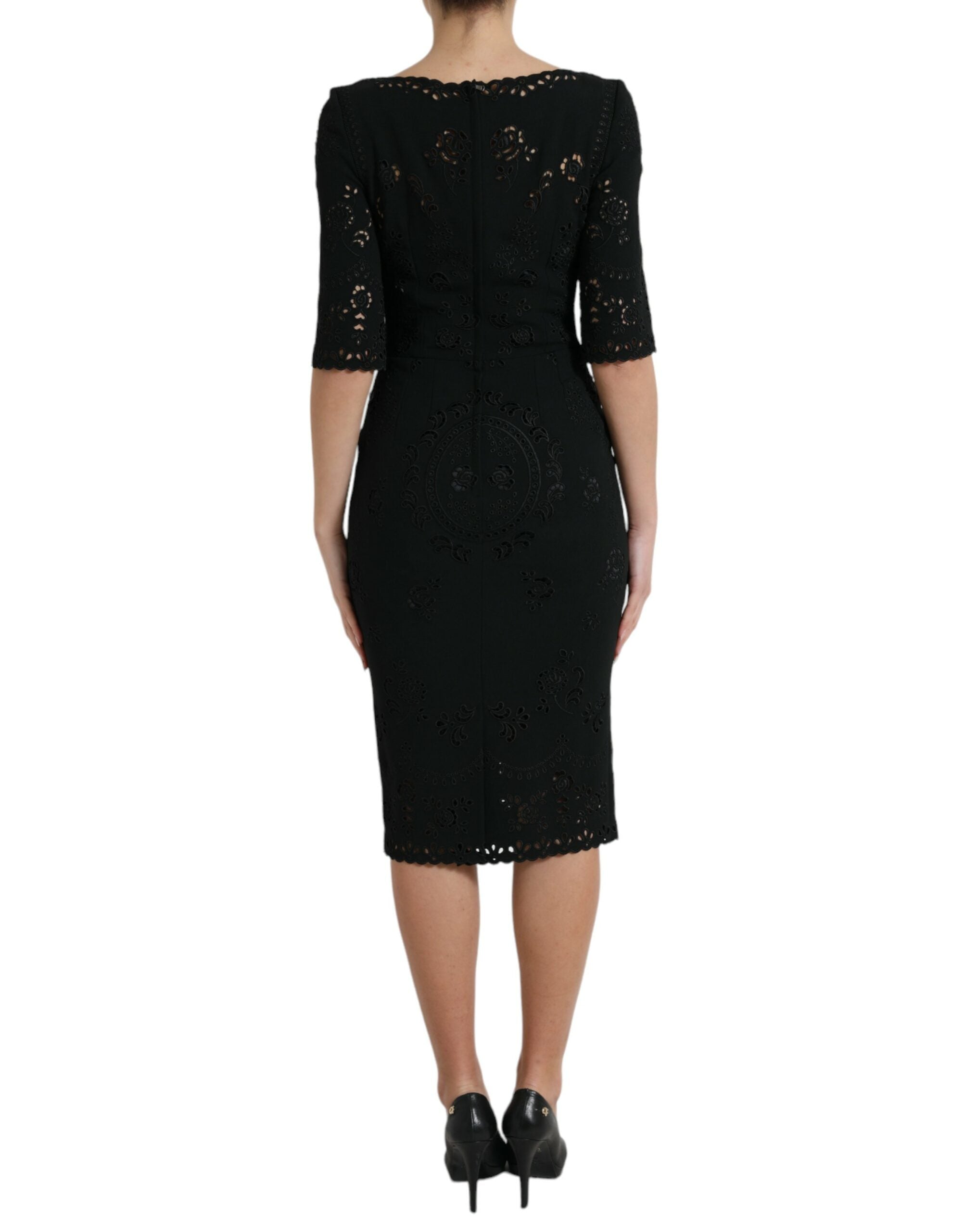 Rochie midi mulată cu imprimeu floral Dolce &amp; Gabbana neagră