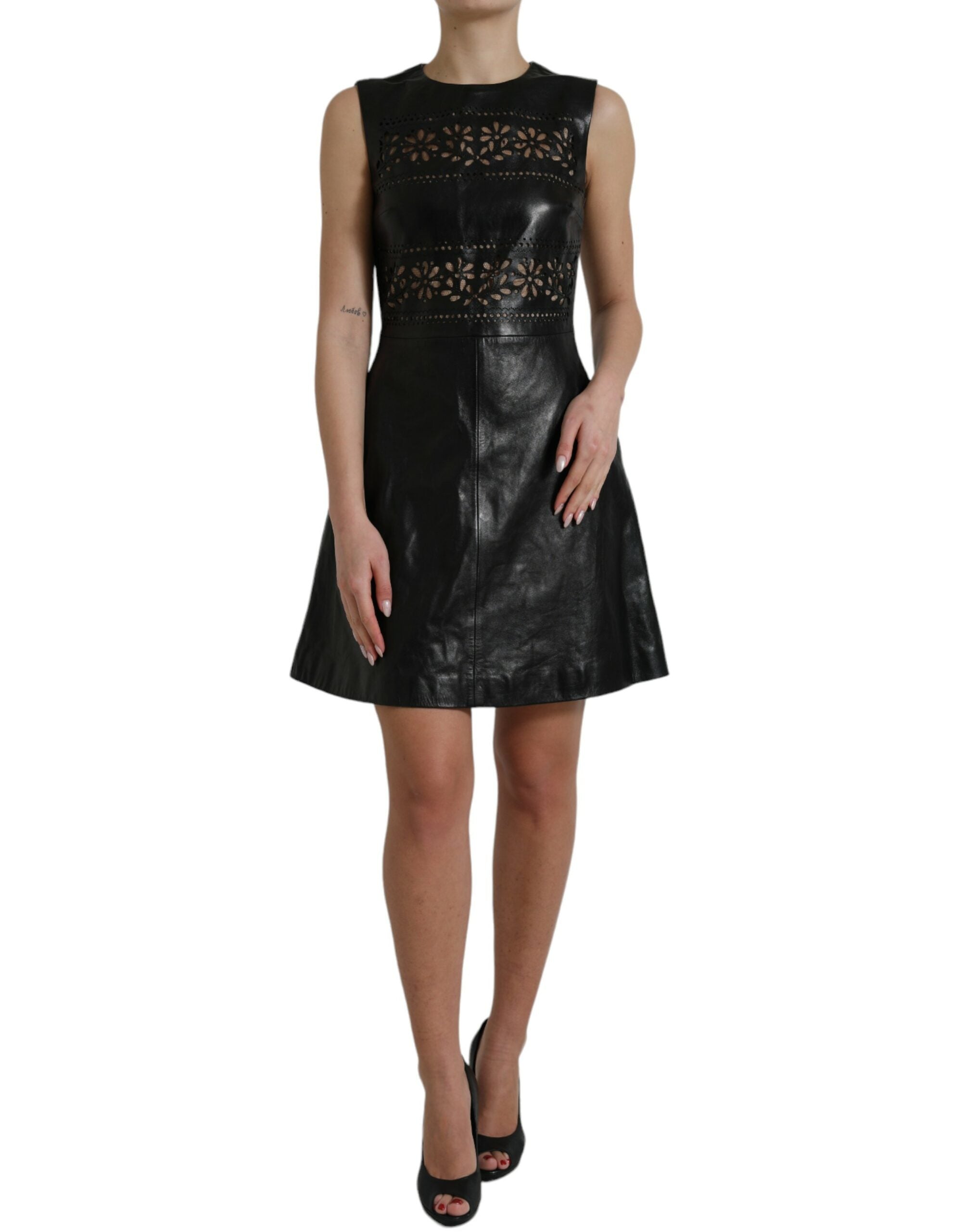 Rochie mini elegantă Valentino neagră, cu imprimeu A