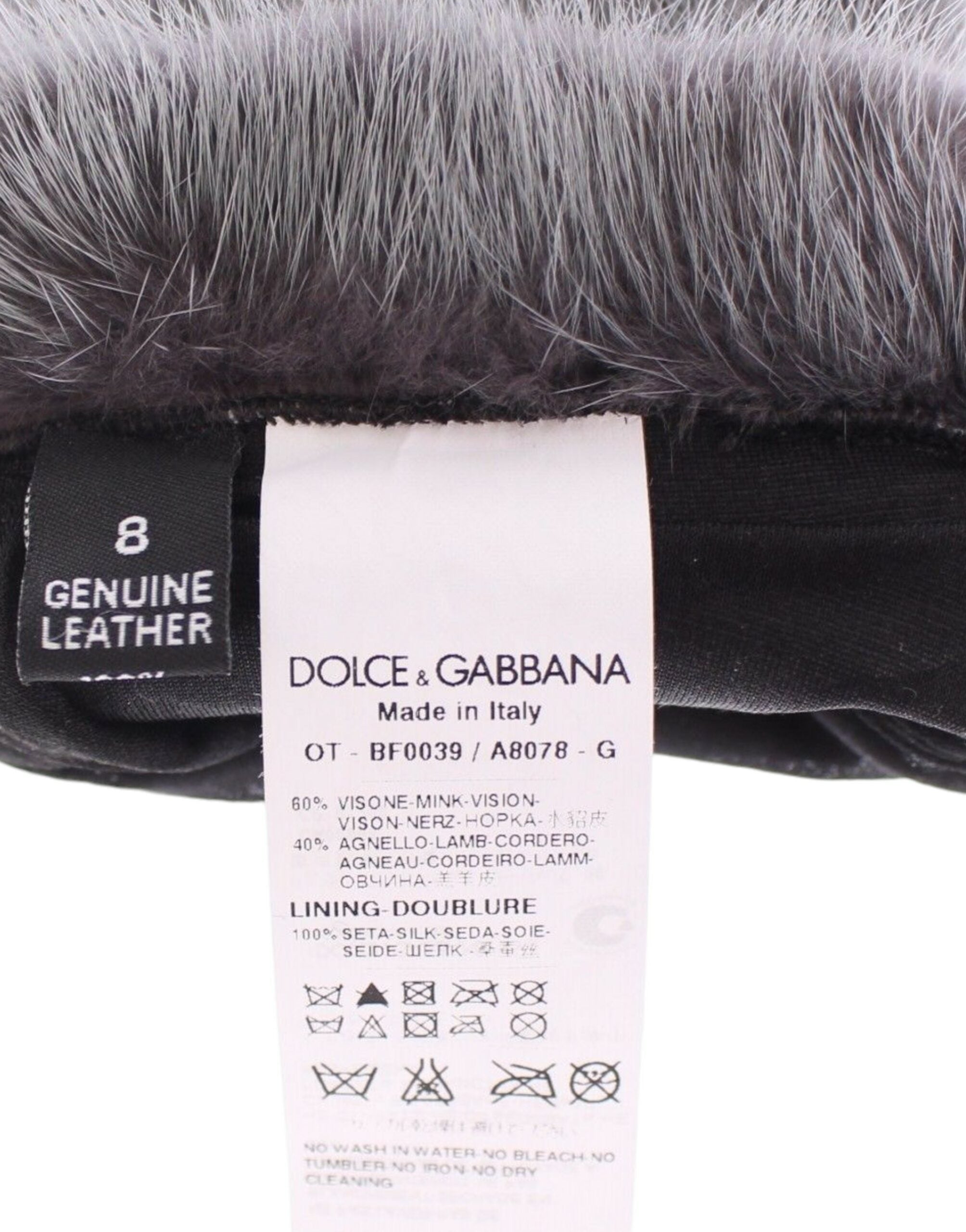 Mănuși elegante Dolce &amp; Gabbana din piele de blană de nurcă gri