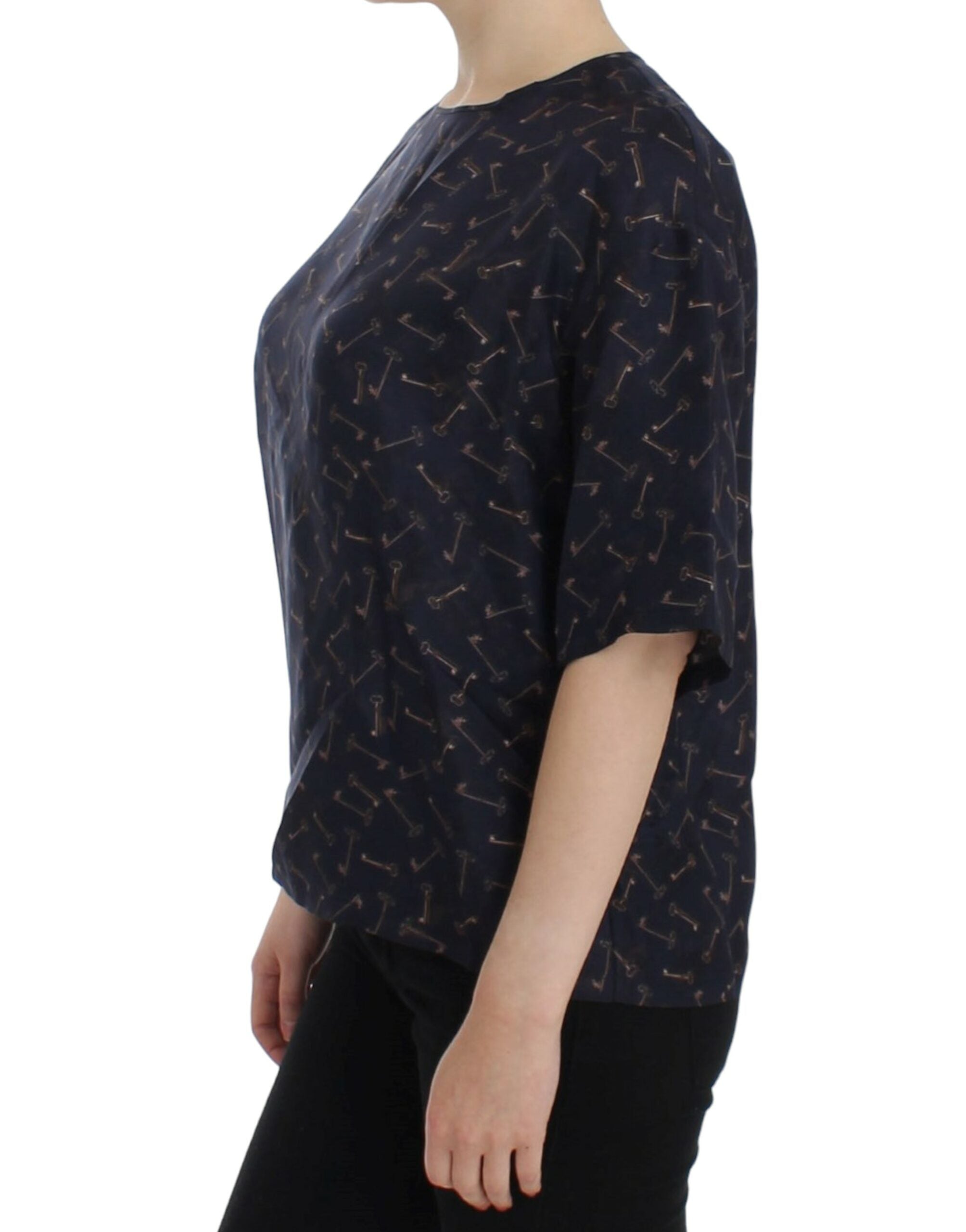 Dolce &amp; Gabbana – Seidenbluse „Enchanted Sicily“ mit goldenem Schlüssel-Print