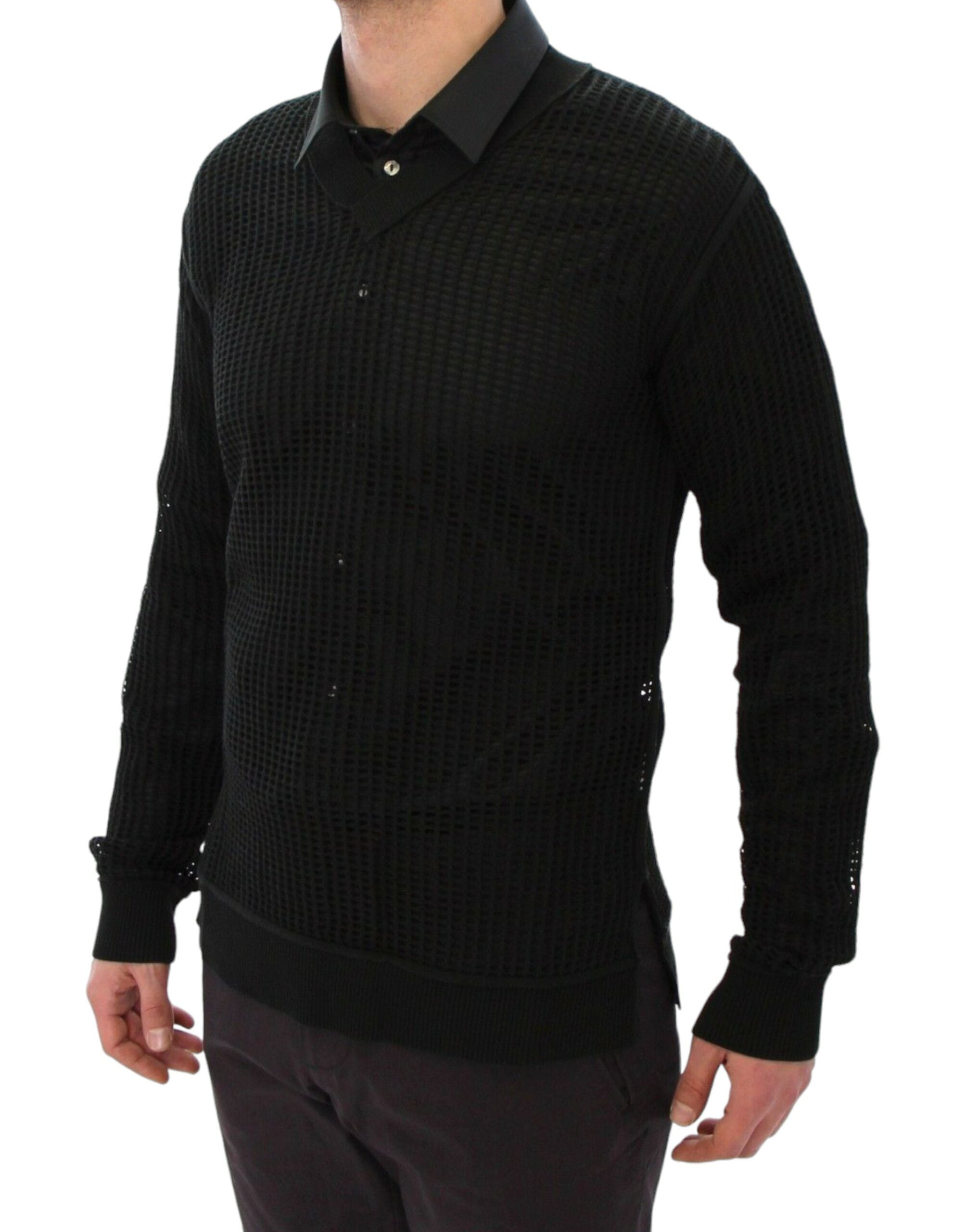 Dolce &amp; Gabbana Eleganter dunkelgrüner Strickpullover mit V-Ausschnitt