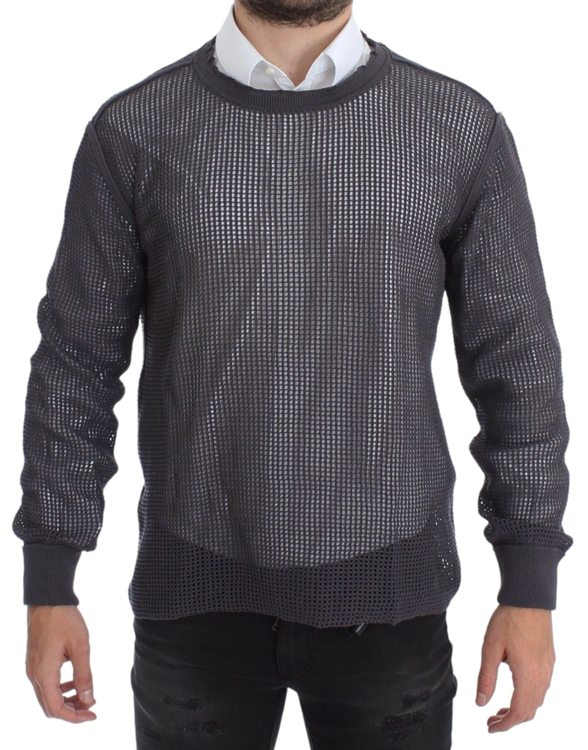 Dolce &amp; Gabbana – Eleganter Netzpullover mit Rundhalsausschnitt in Hellviolett