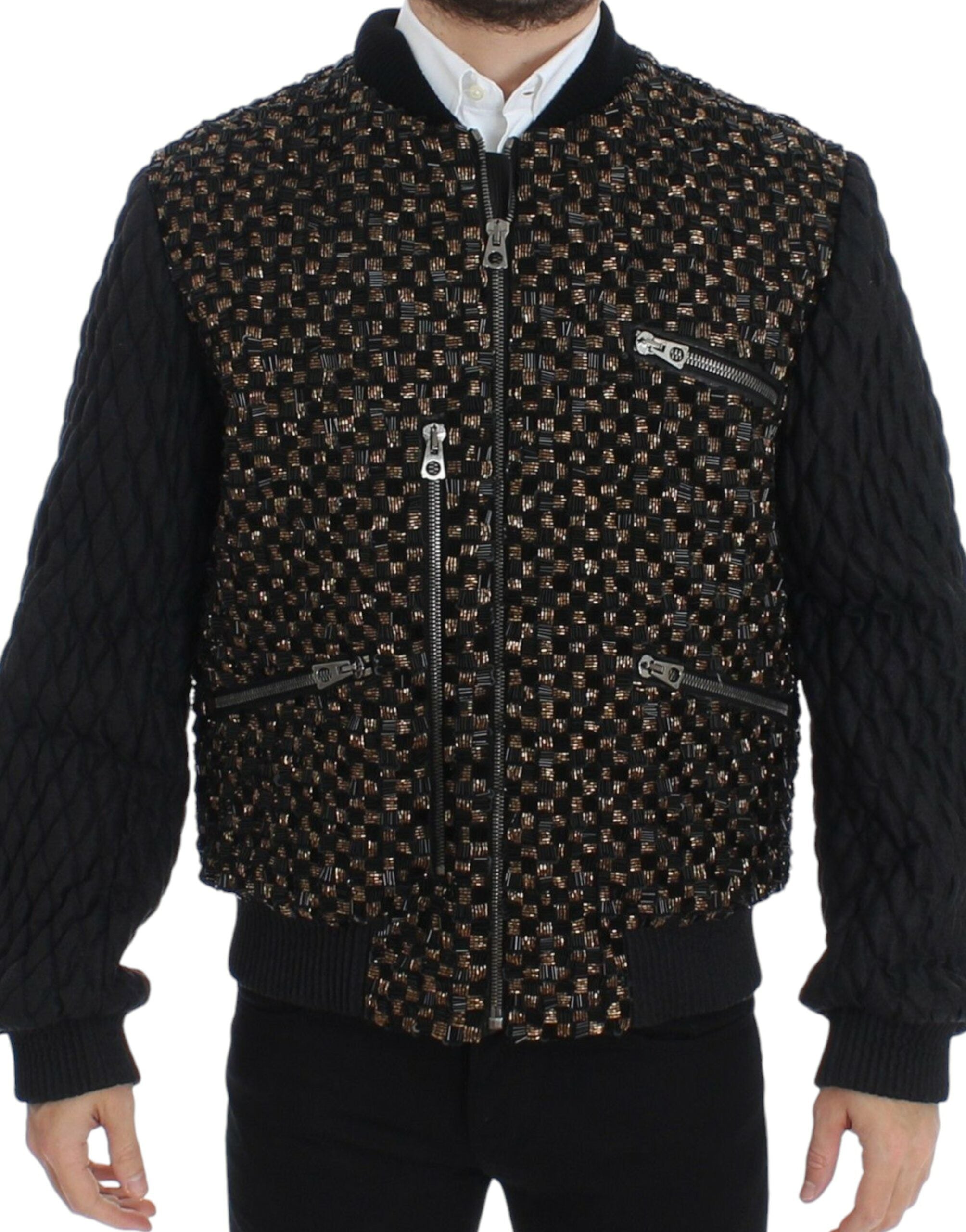 Dolce &amp; Gabbana Elegante schwarze Designerjacke mit Pailletten