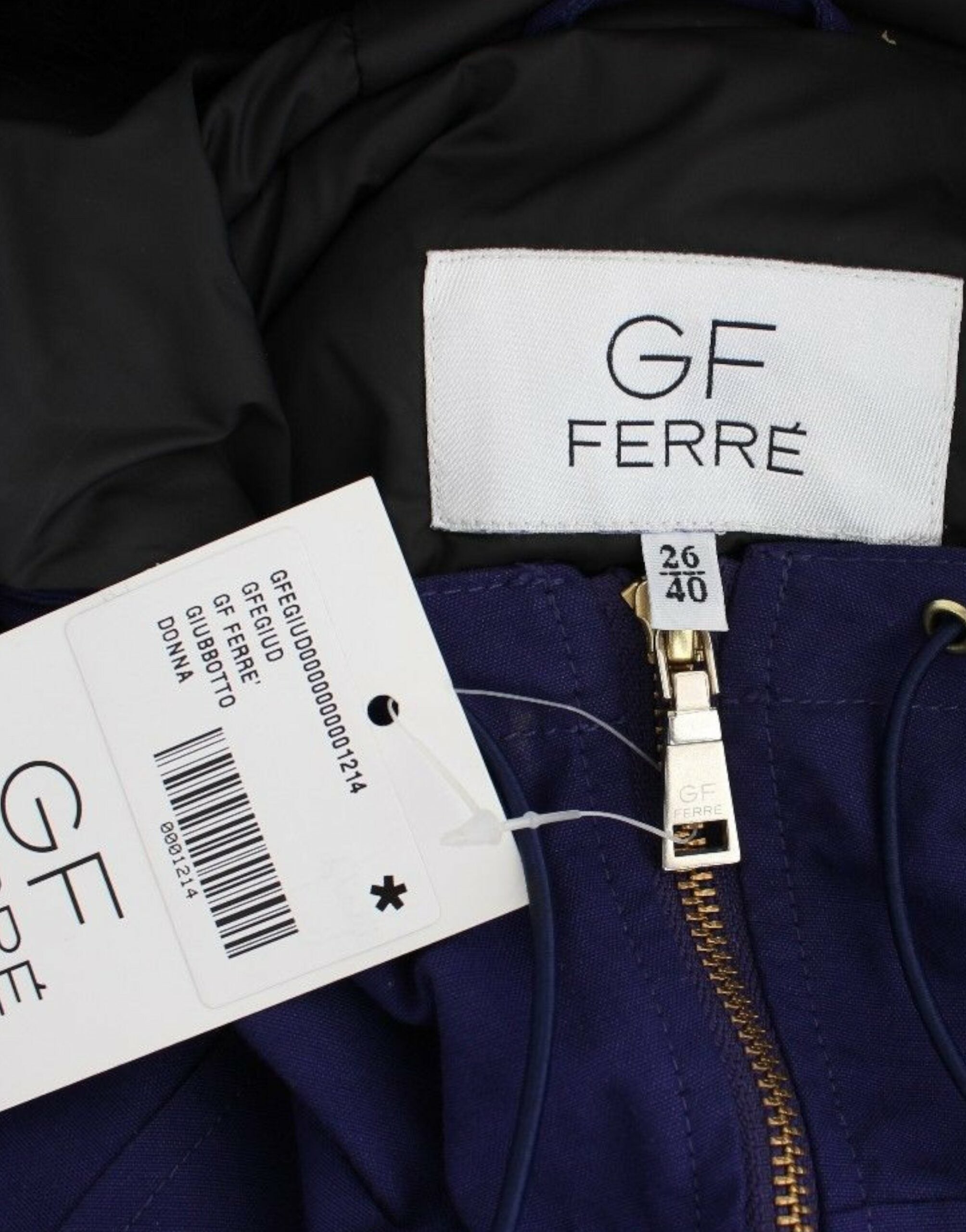 GF Ferre Chic – Blaue K-Way-Jacke mit Kunstpelz-Akzent