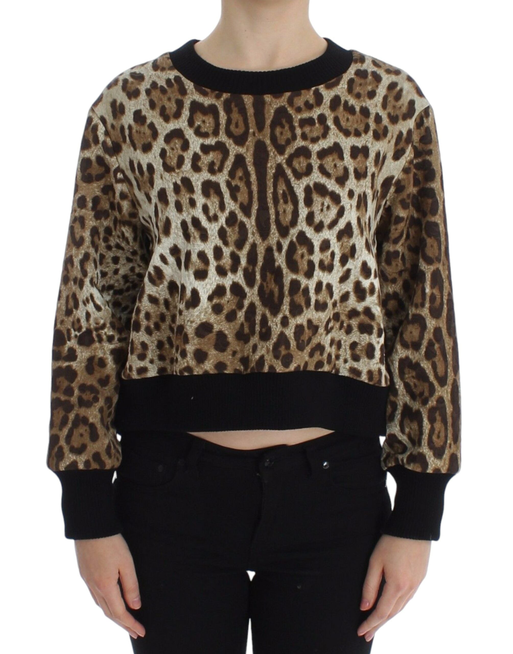 Dolce &amp; Gabbana Elegantes kurzes Pullover-Oberteil mit Leopardenmuster