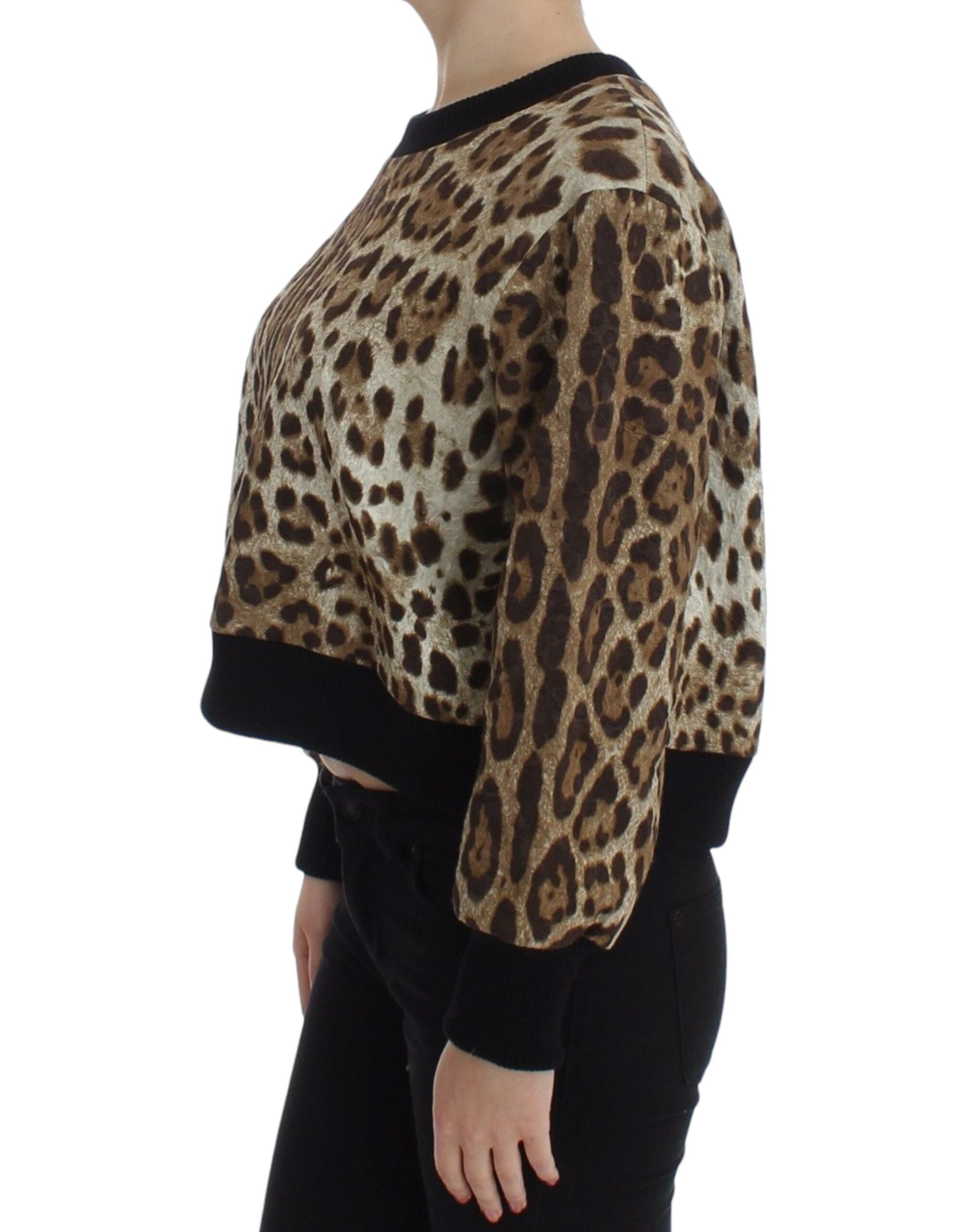 Dolce &amp; Gabbana Elegantes kurzes Pullover-Oberteil mit Leopardenmuster
