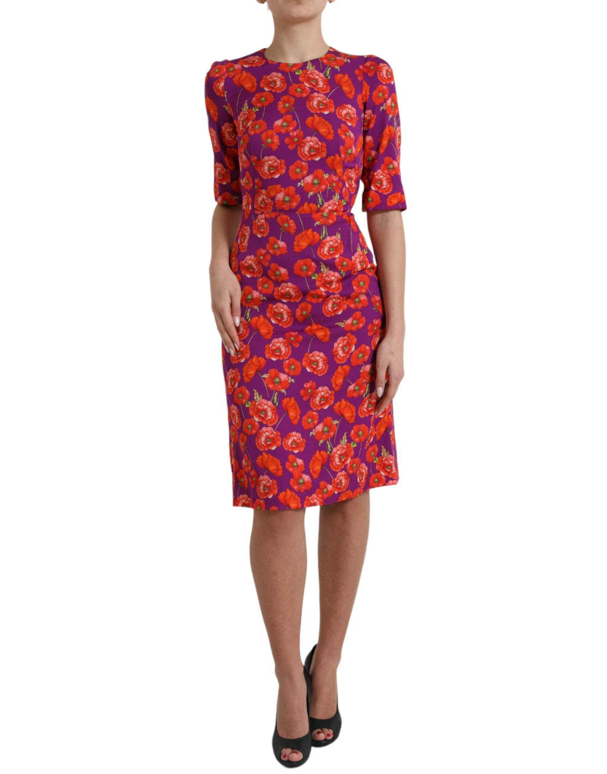 Rochie Charmeuse din mătase florală vibrantă Dolce &amp; Gabbana