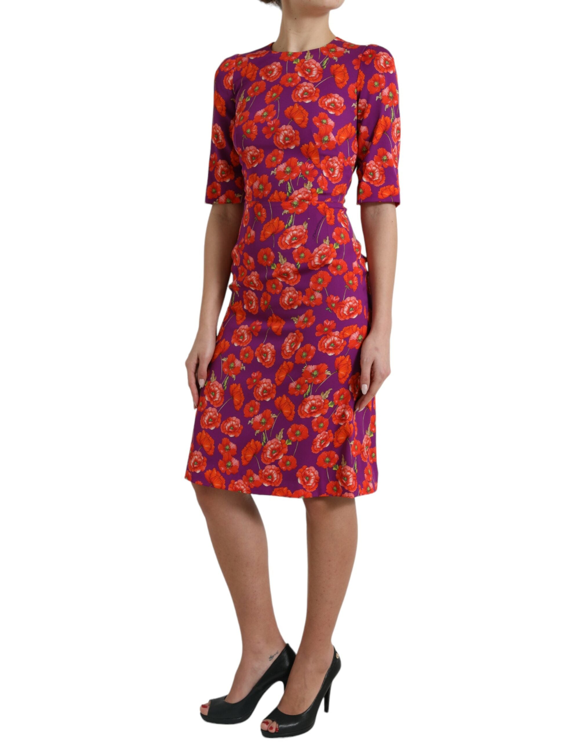Rochie Charmeuse din mătase florală vibrantă Dolce &amp; Gabbana