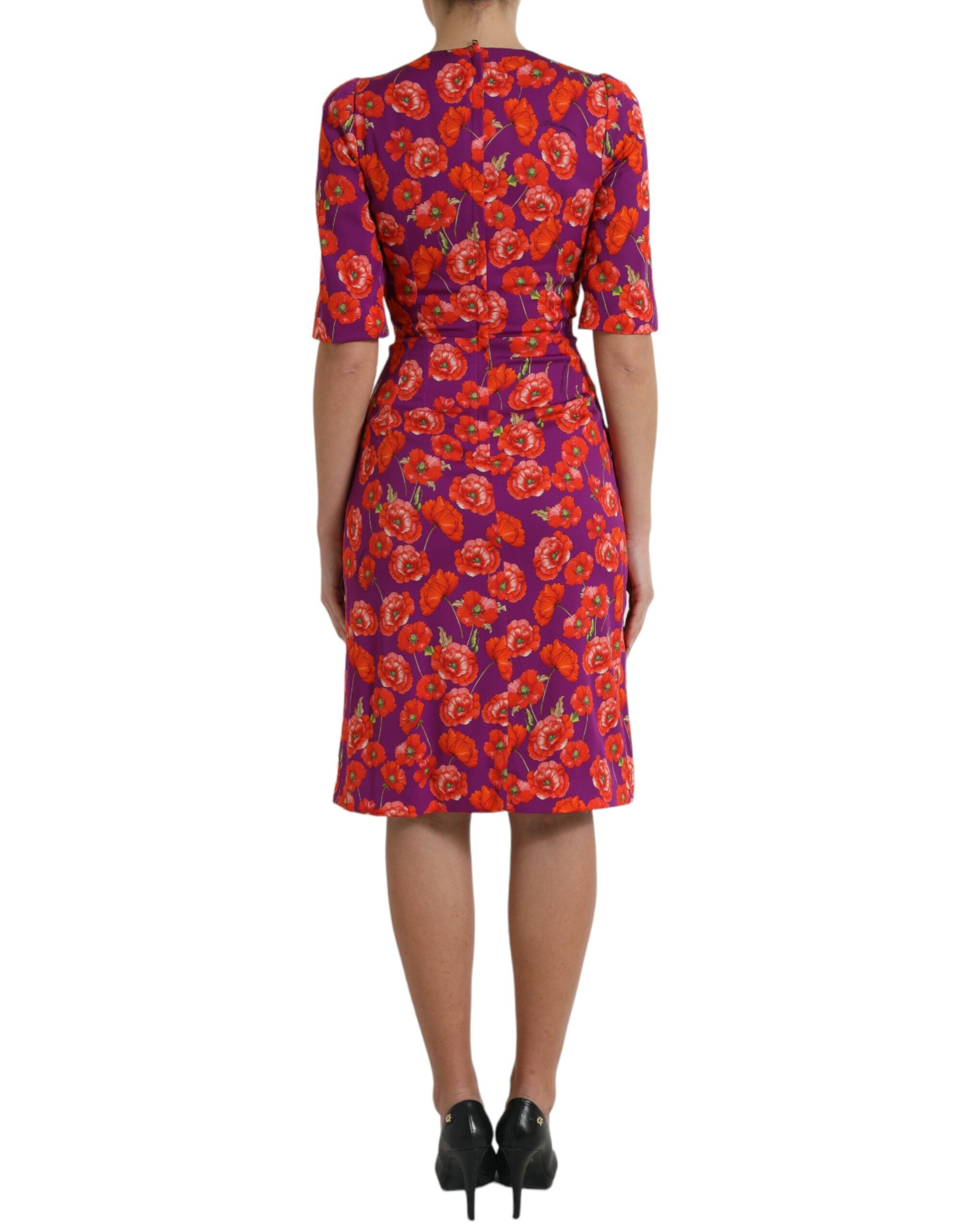 Rochie Charmeuse din mătase florală vibrantă Dolce &amp; Gabbana
