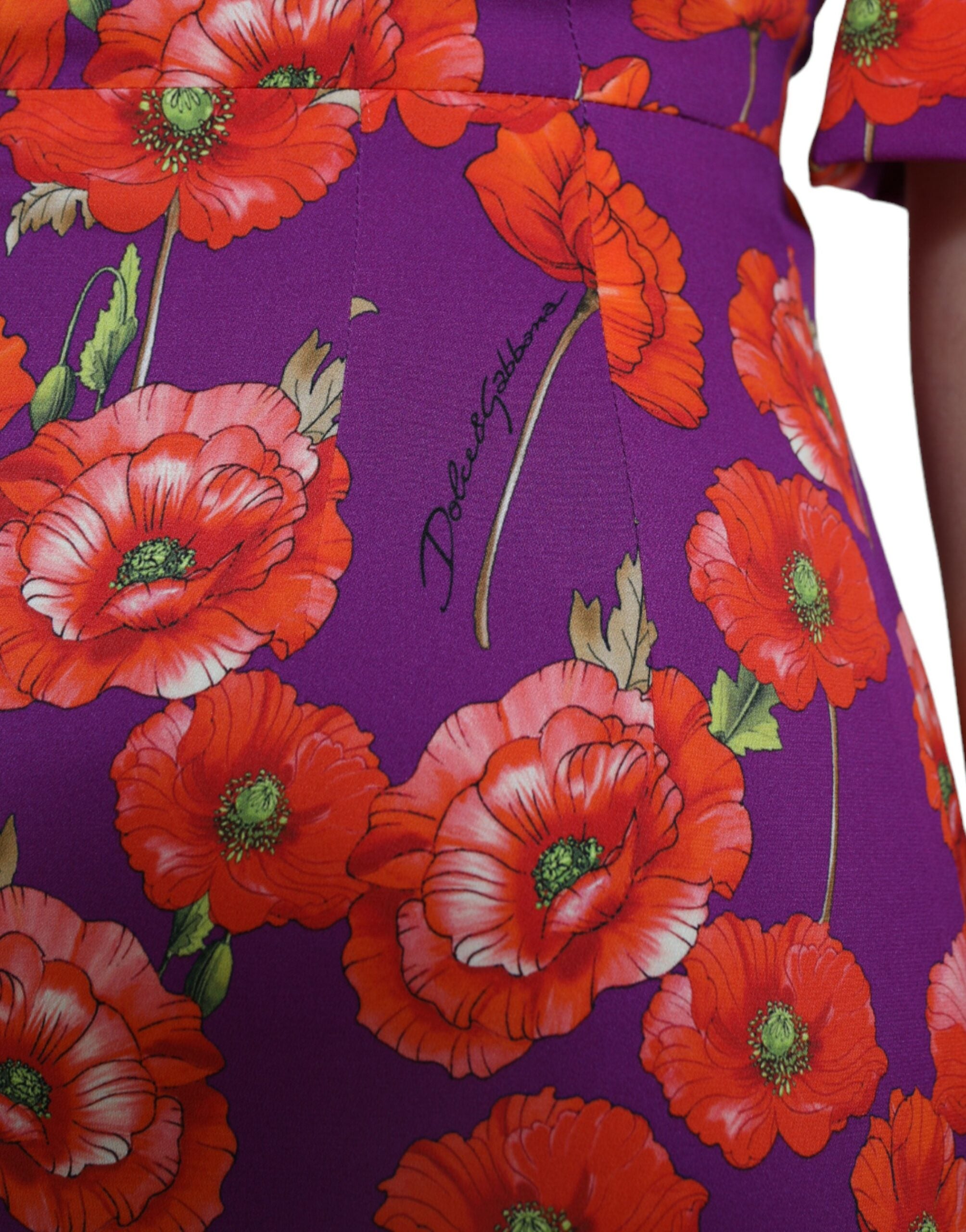 Rochie Charmeuse din mătase florală vibrantă Dolce &amp; Gabbana