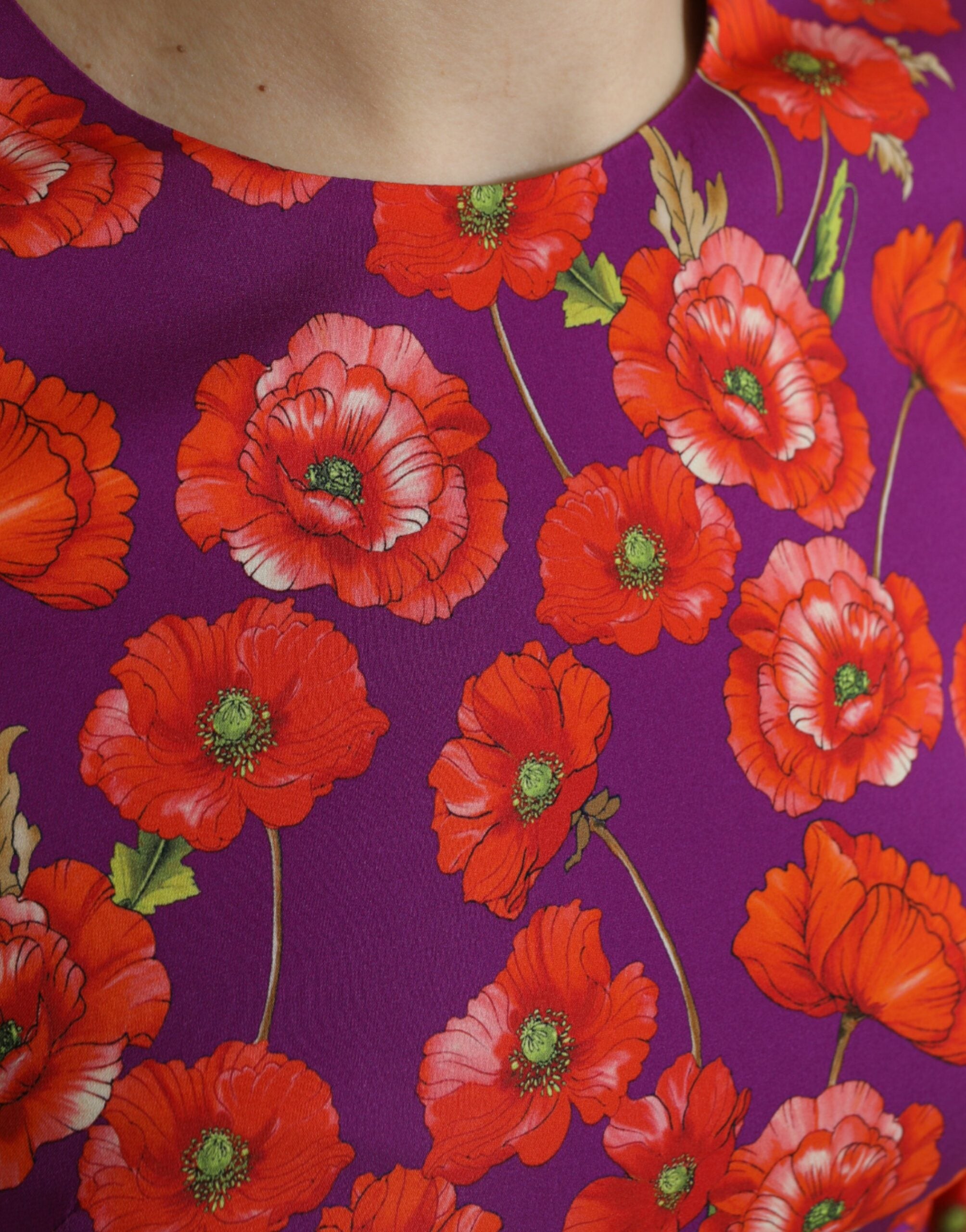 Rochie Charmeuse din mătase florală vibrantă Dolce &amp; Gabbana