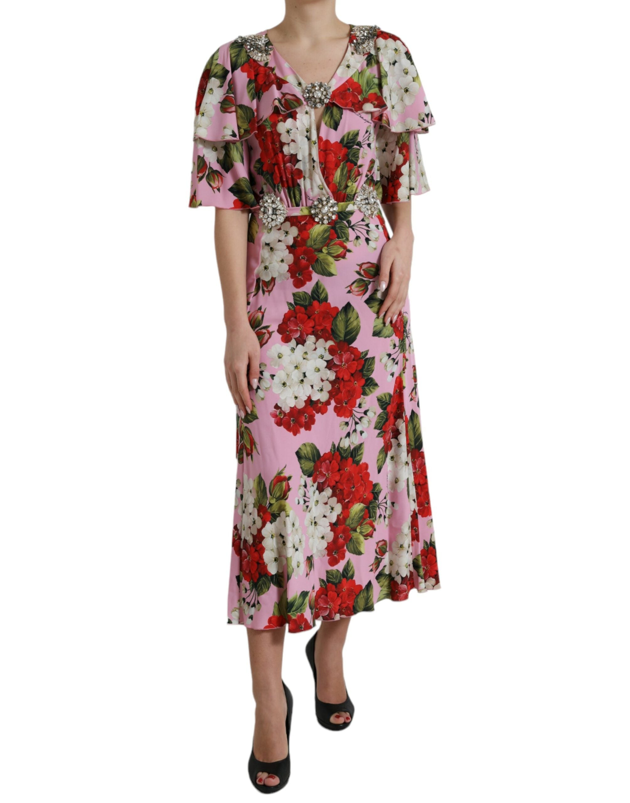Rochie elegantă din mătase cu cristale Dolce &amp; Gabbana