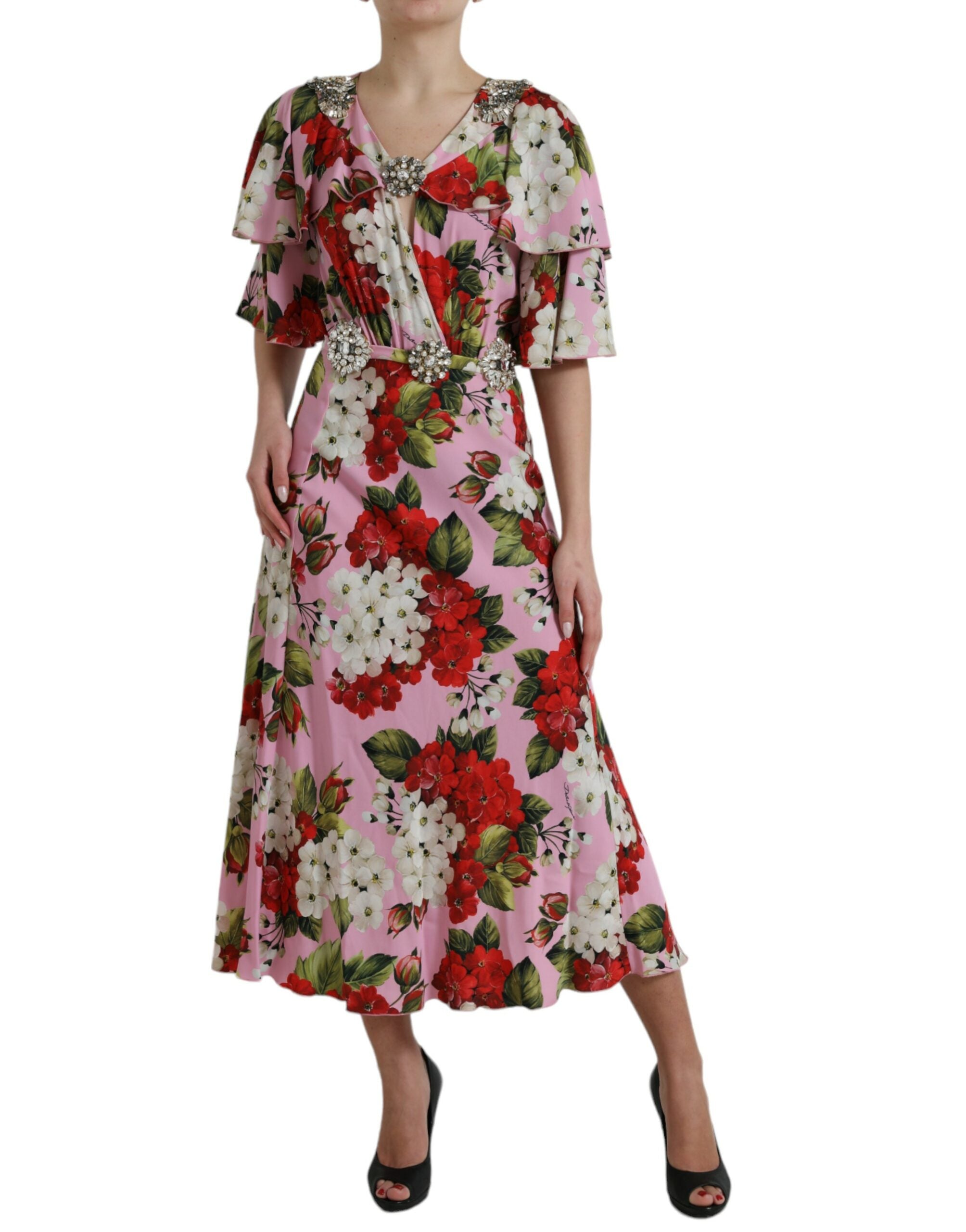 Rochie elegantă din mătase cu cristale Dolce &amp; Gabbana