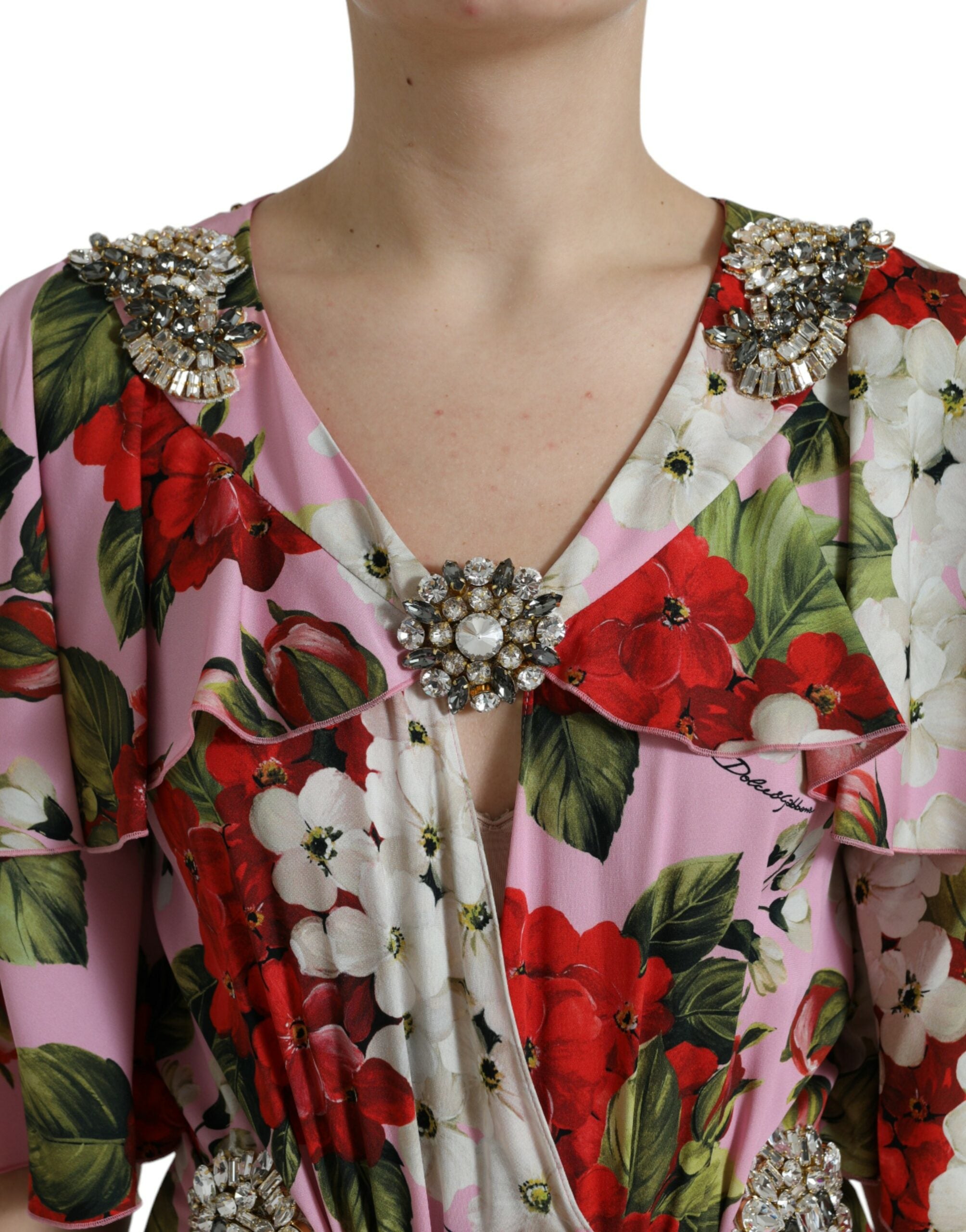 Rochie elegantă din mătase cu cristale Dolce &amp; Gabbana