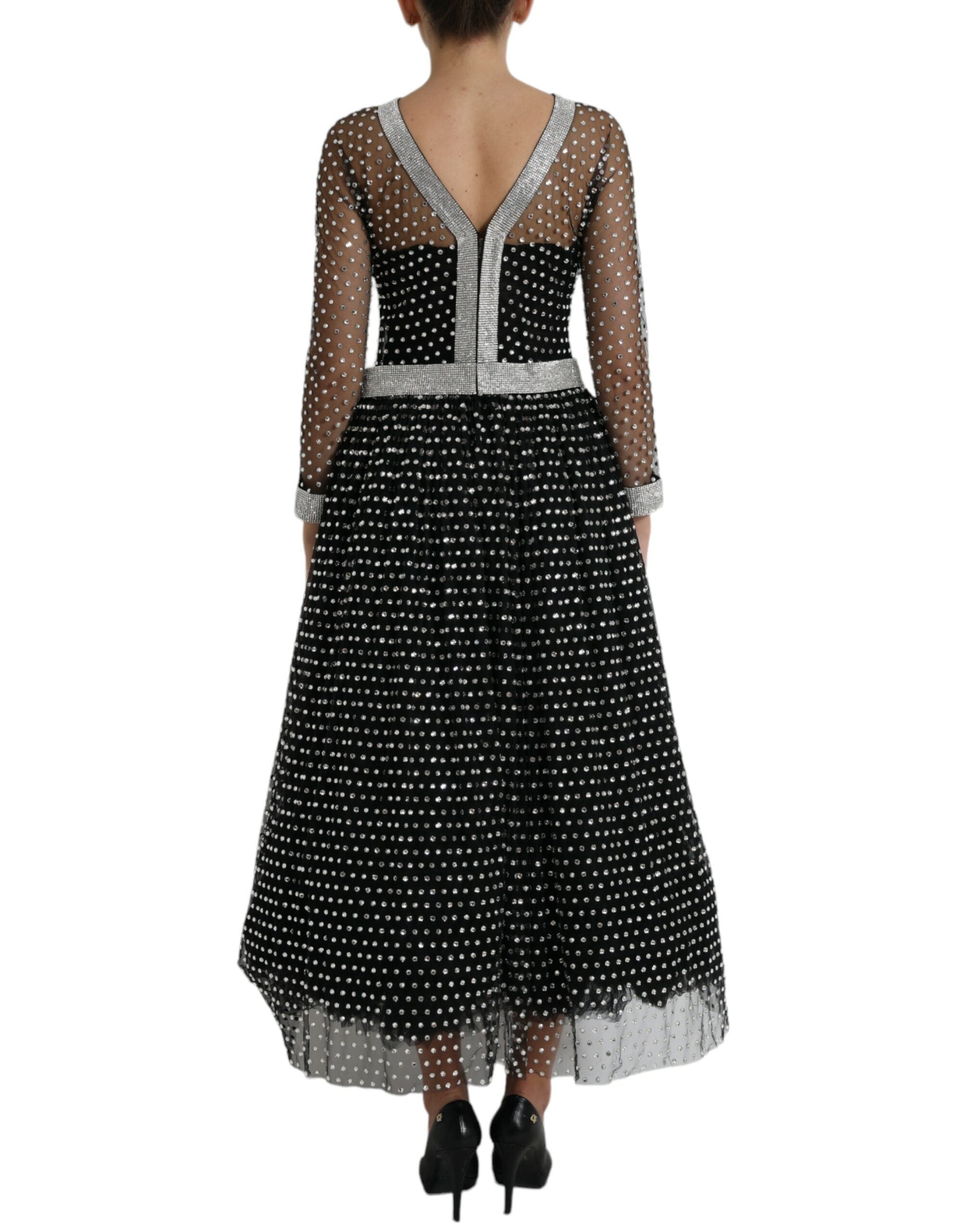 Rochie lungă neagră elegantă cu cristale Dolce &amp; Gabbana