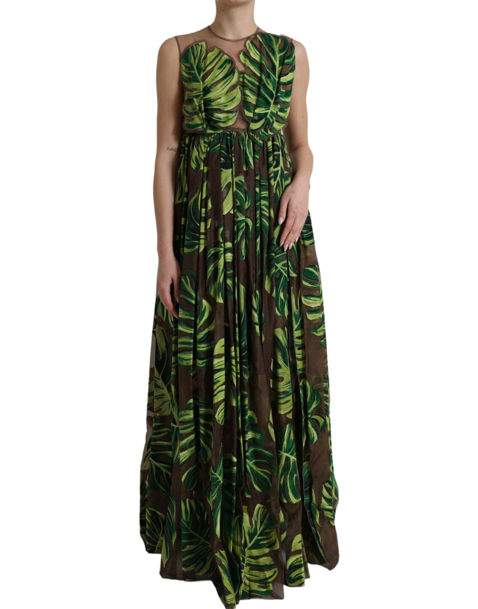Rochie elegantă Dolce &amp; Gabbana, fără mâneci, din amestec de mătase, cu model A
