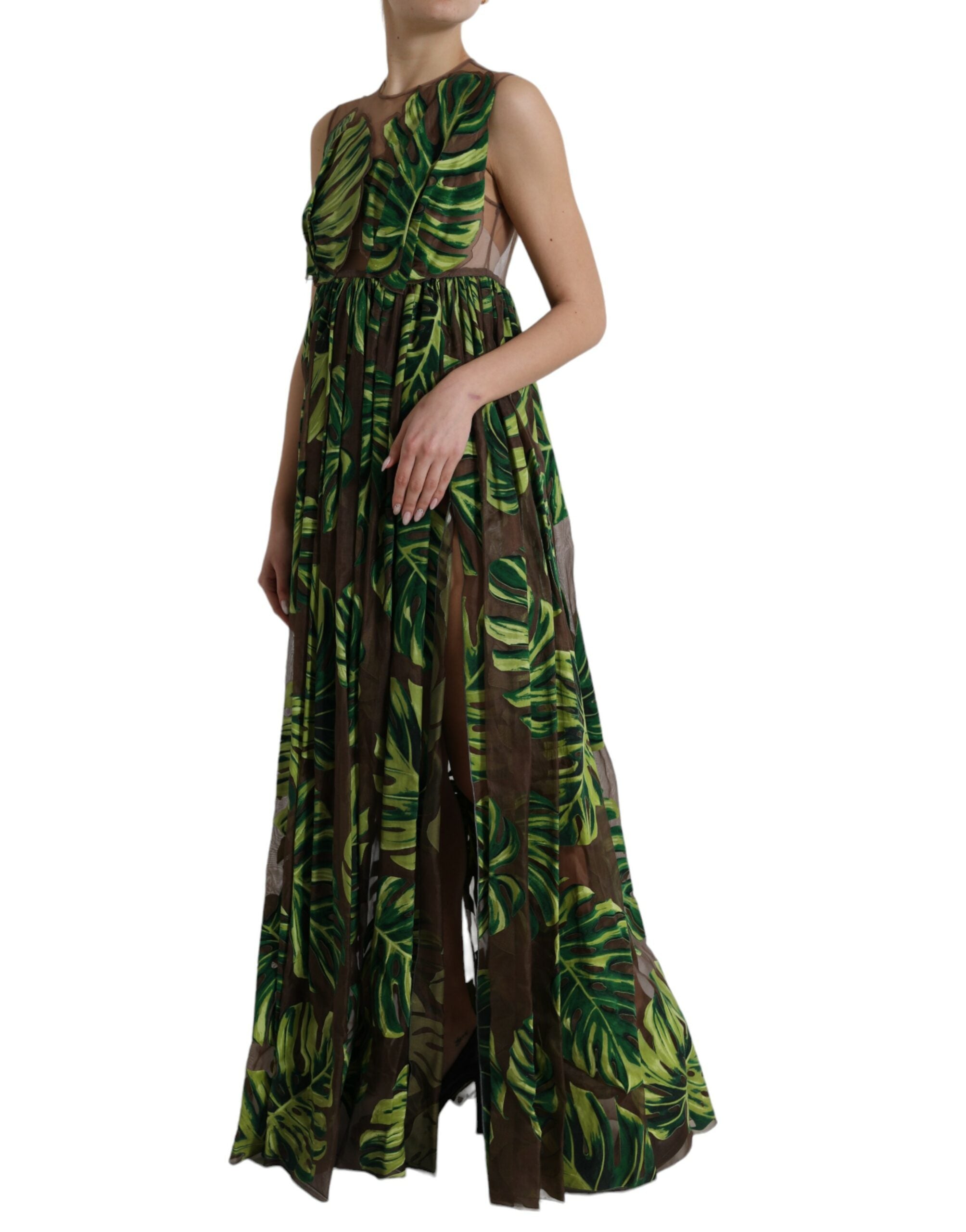 Rochie elegantă Dolce &amp; Gabbana, fără mâneci, din amestec de mătase, cu model A