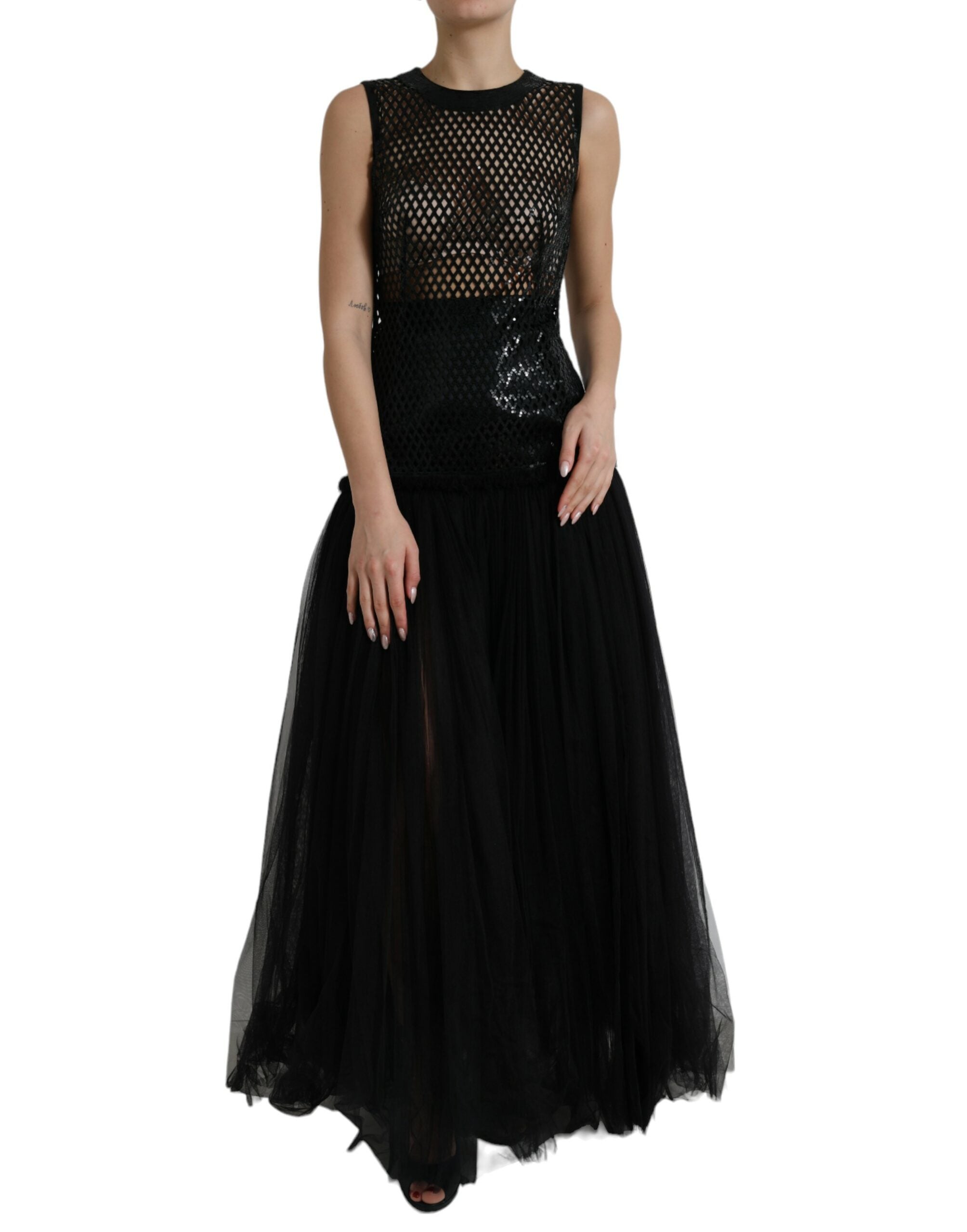 Rochie de seară elegantă cu paiete Dolce &amp; Gabbana, neagră