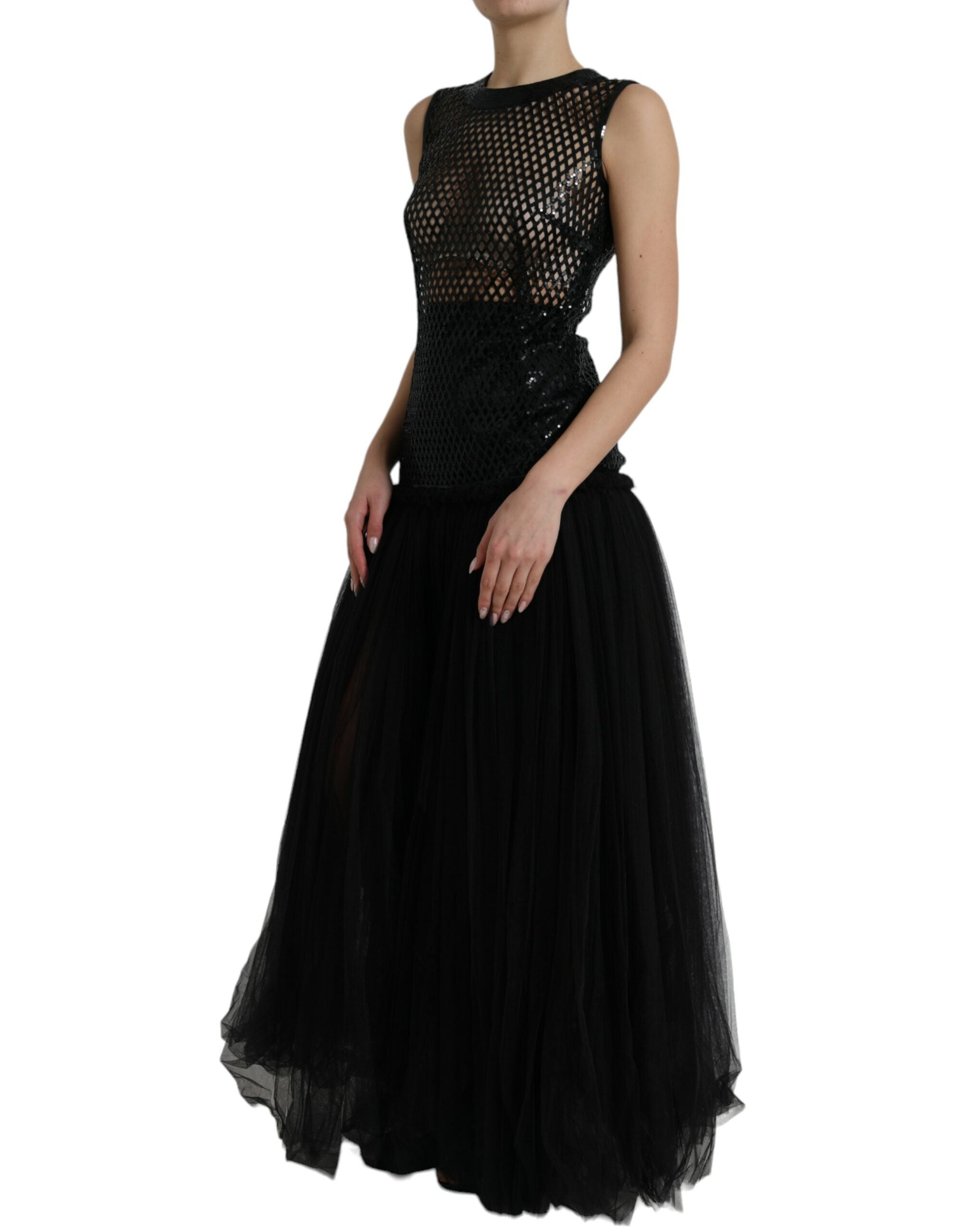Rochie de seară elegantă cu paiete Dolce &amp; Gabbana, neagră