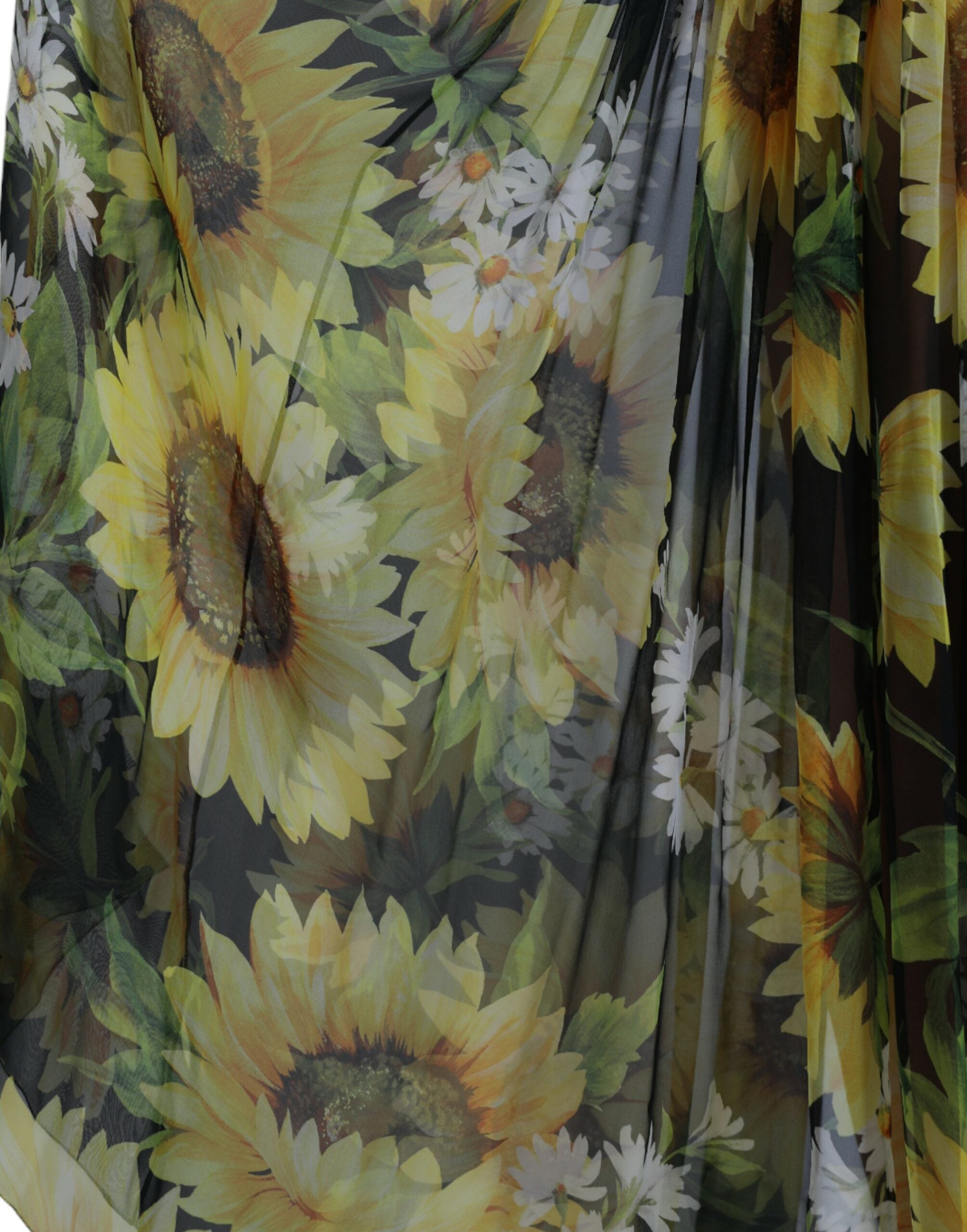 Rochie maxi elegantă din mătase cu imprimeu floarea-soarelui Dolce &amp; Gabbana