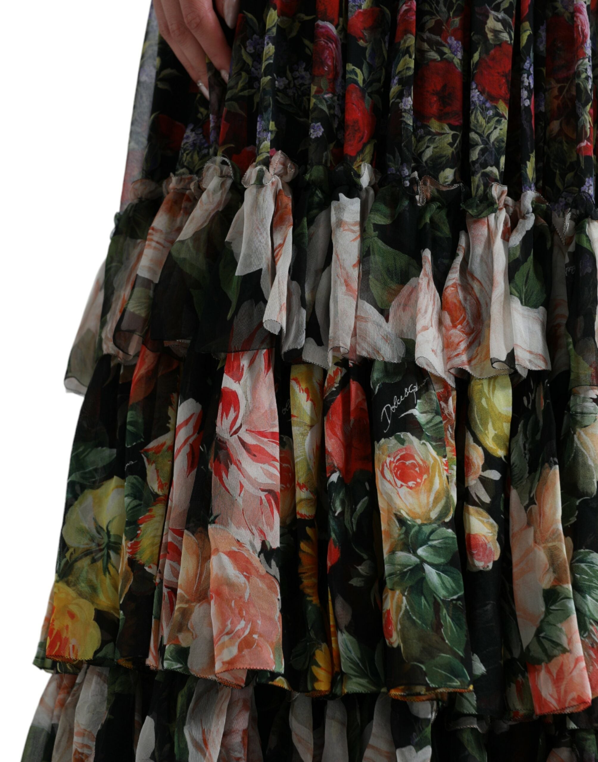 Rochie maxi cu imprimeu floral vibrant din mătase Dolce &amp; Gabbana