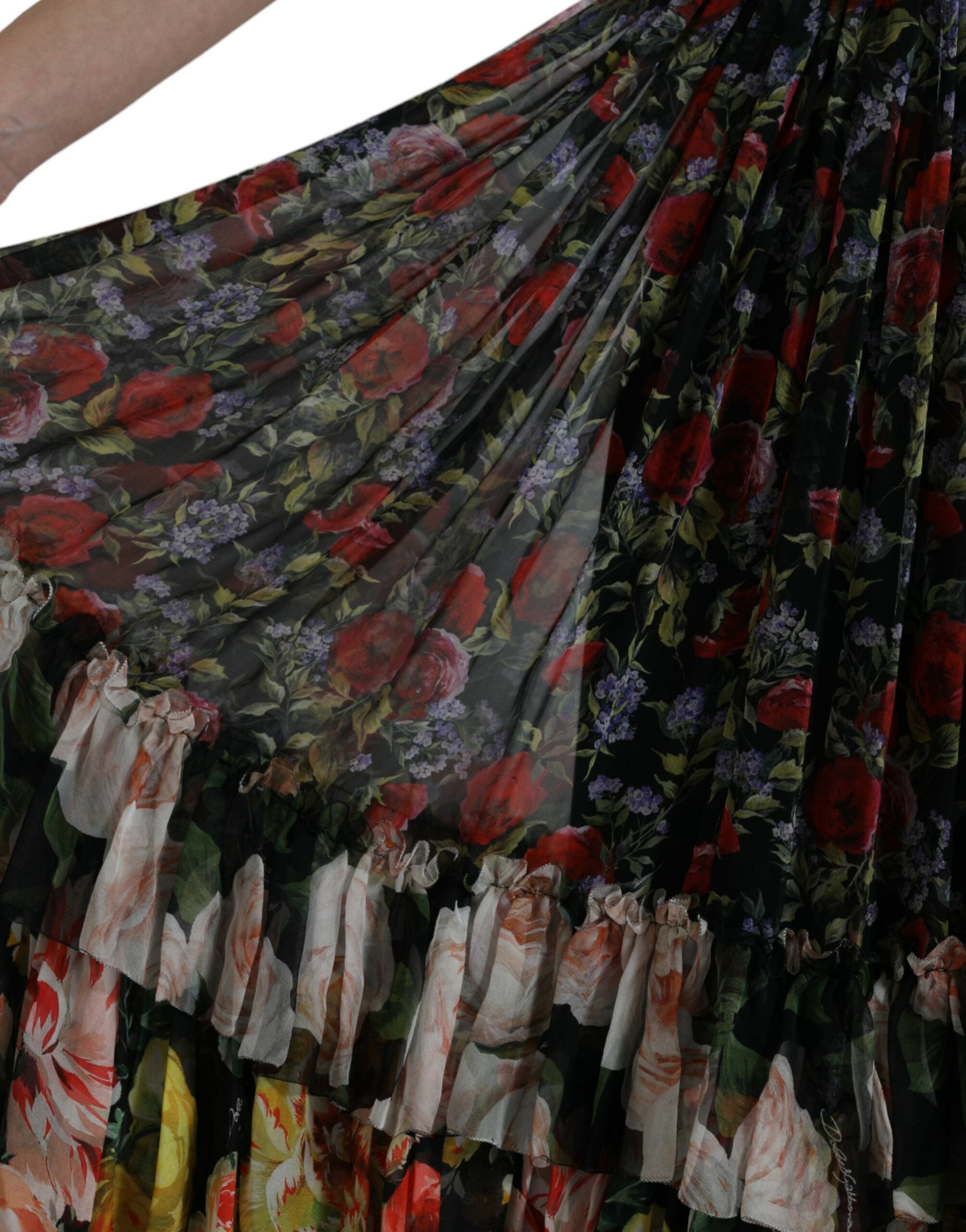 Rochie maxi cu imprimeu floral vibrant din mătase Dolce &amp; Gabbana