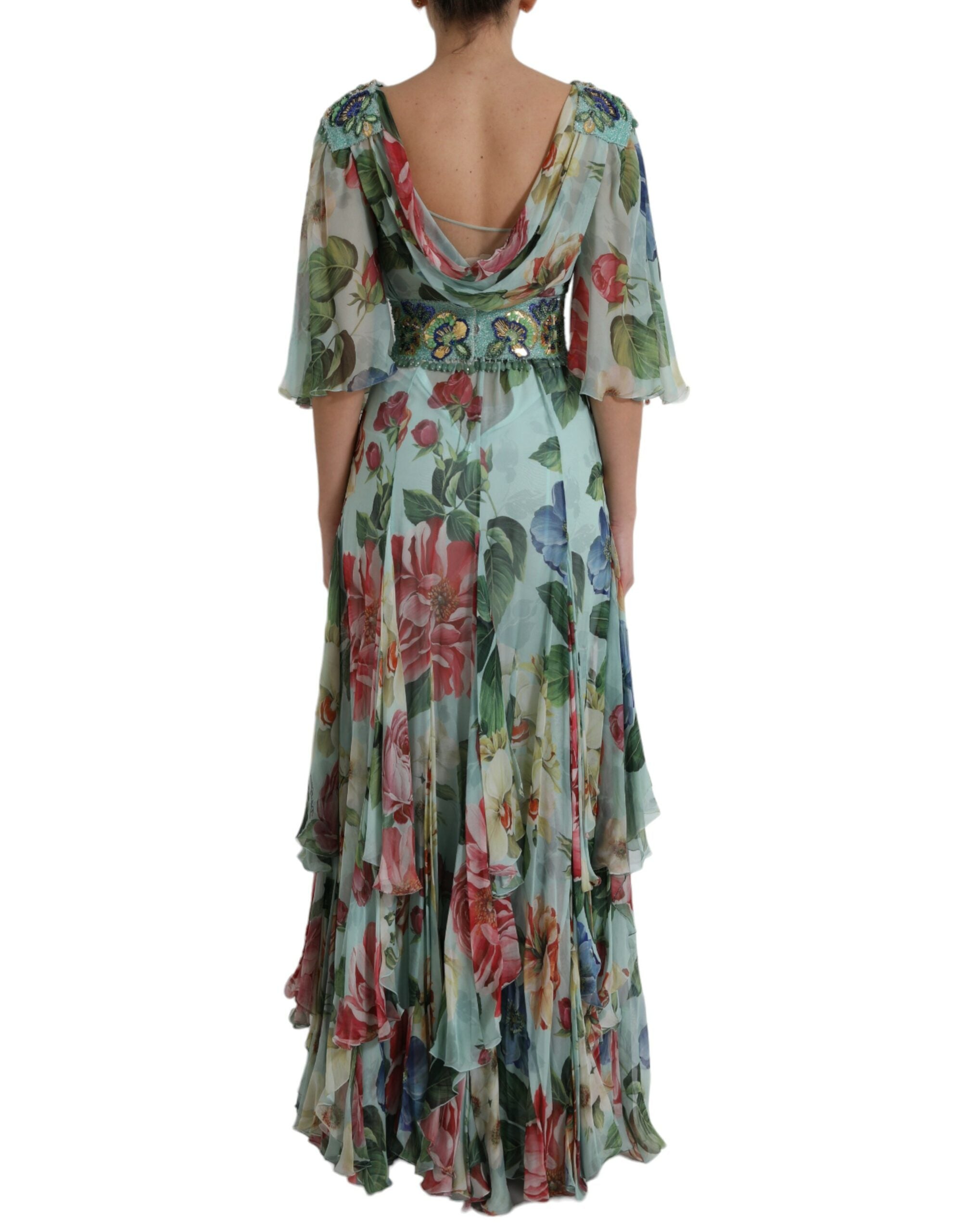 Rochie lungă elegantă din mătase florală Dolce &amp; Gabbana