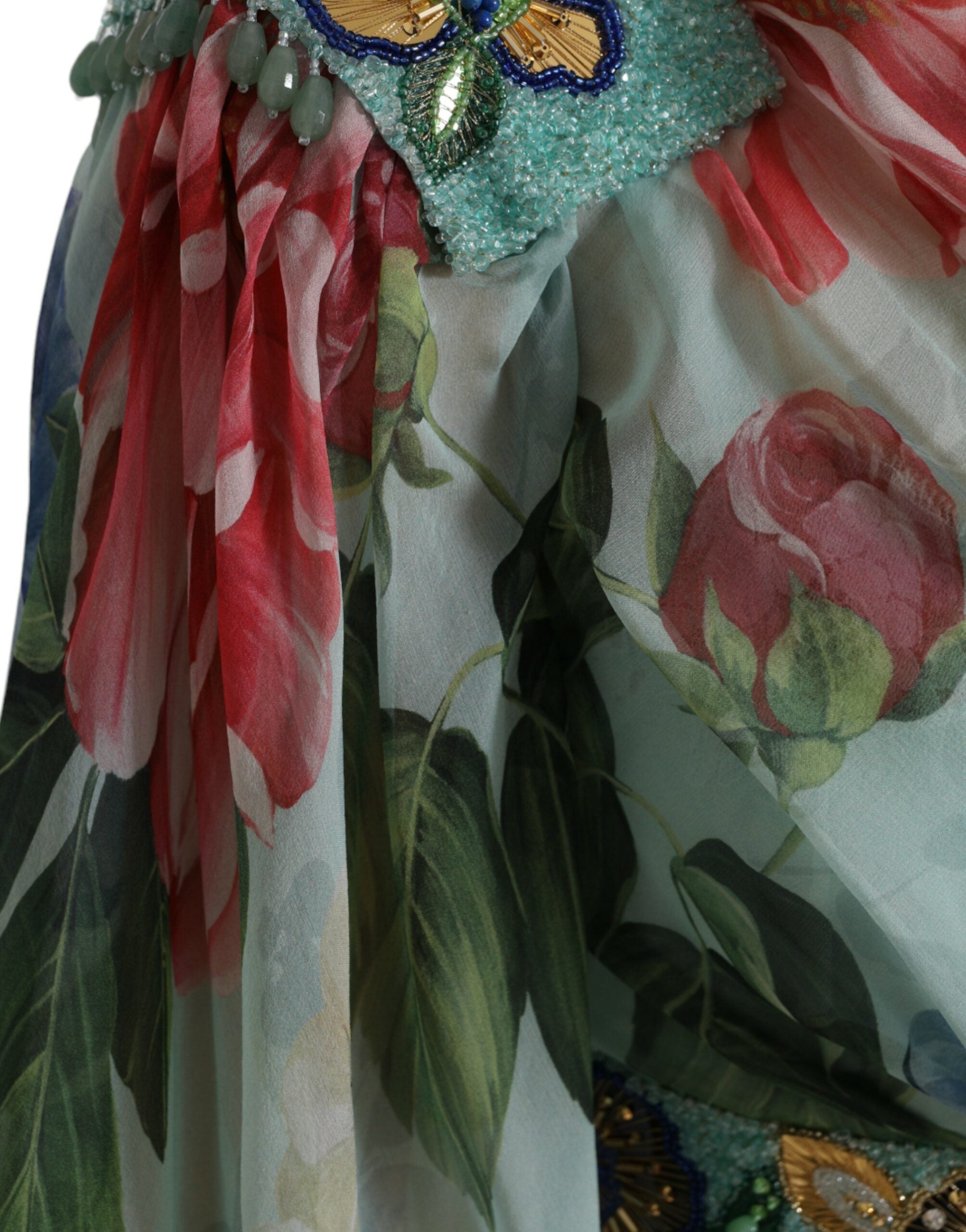 Rochie lungă elegantă din mătase florală Dolce &amp; Gabbana