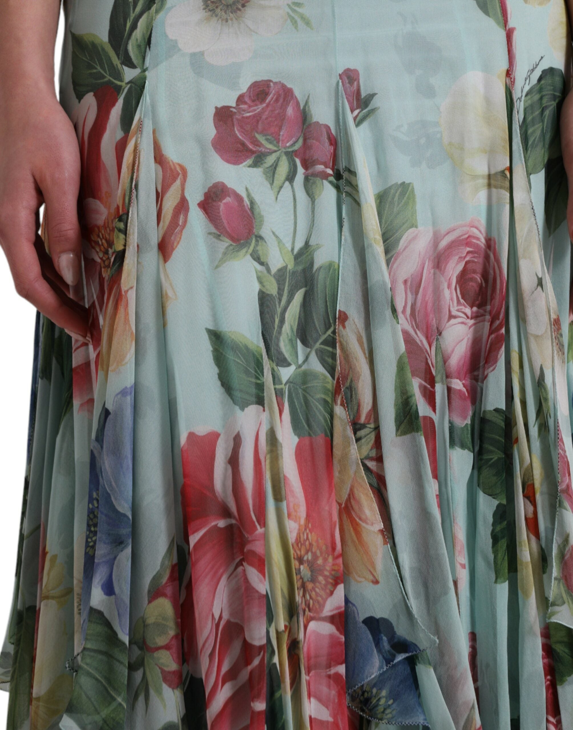 Rochie lungă elegantă din mătase florală Dolce &amp; Gabbana