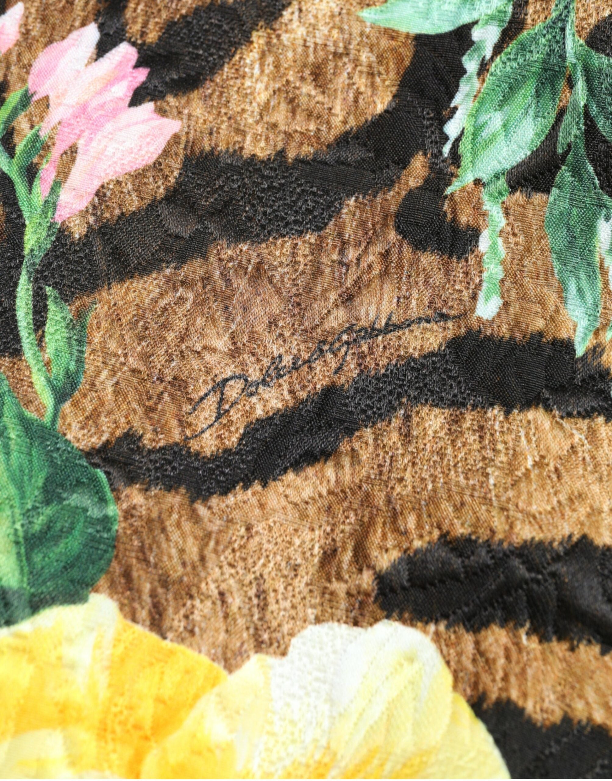 Rochie mini dreptă Dolce &amp; Gabbana cu imprimeu animal și floral