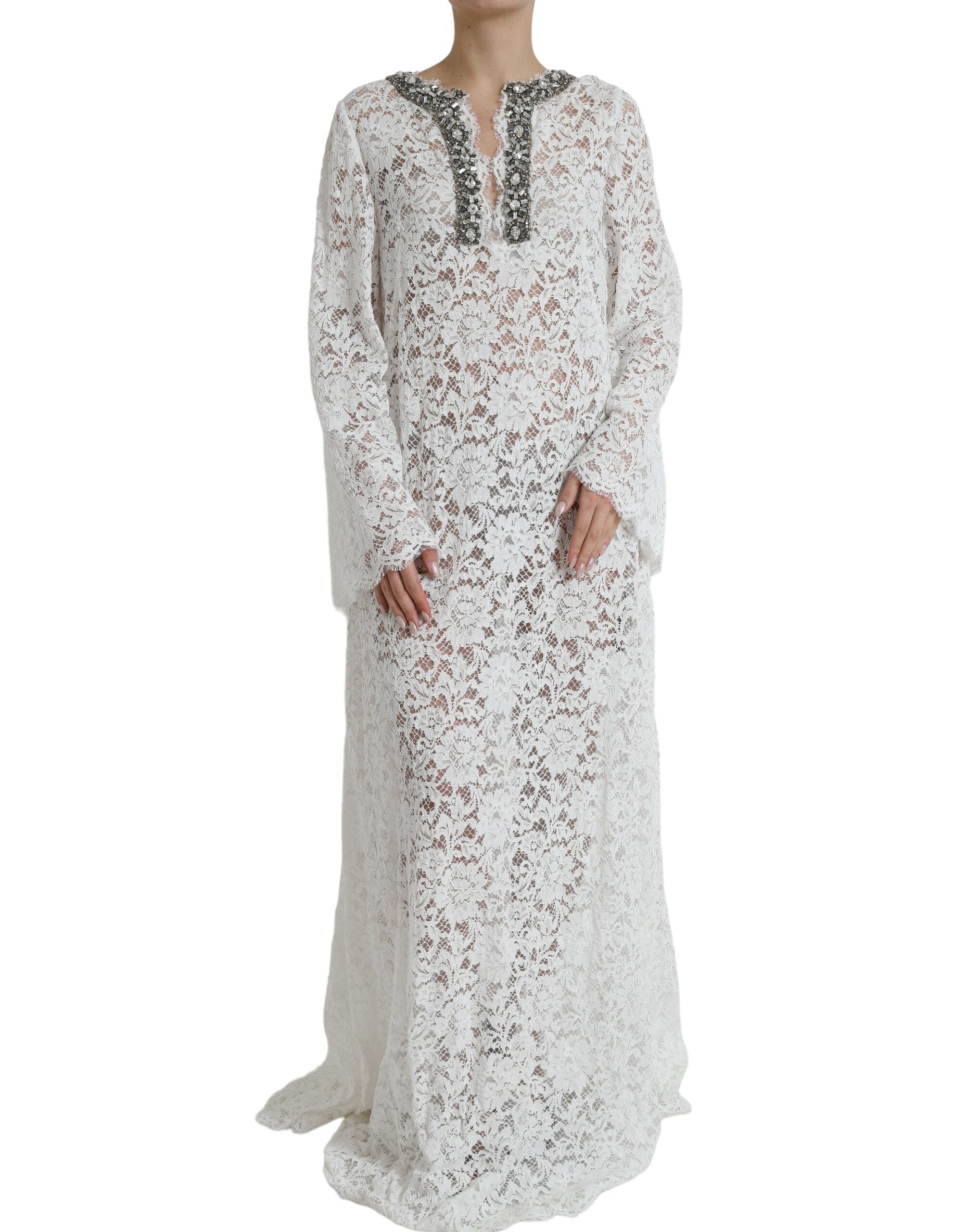 Rochie elegantă albă, dreptă, cu cristale, Dolce &amp; Gabbana