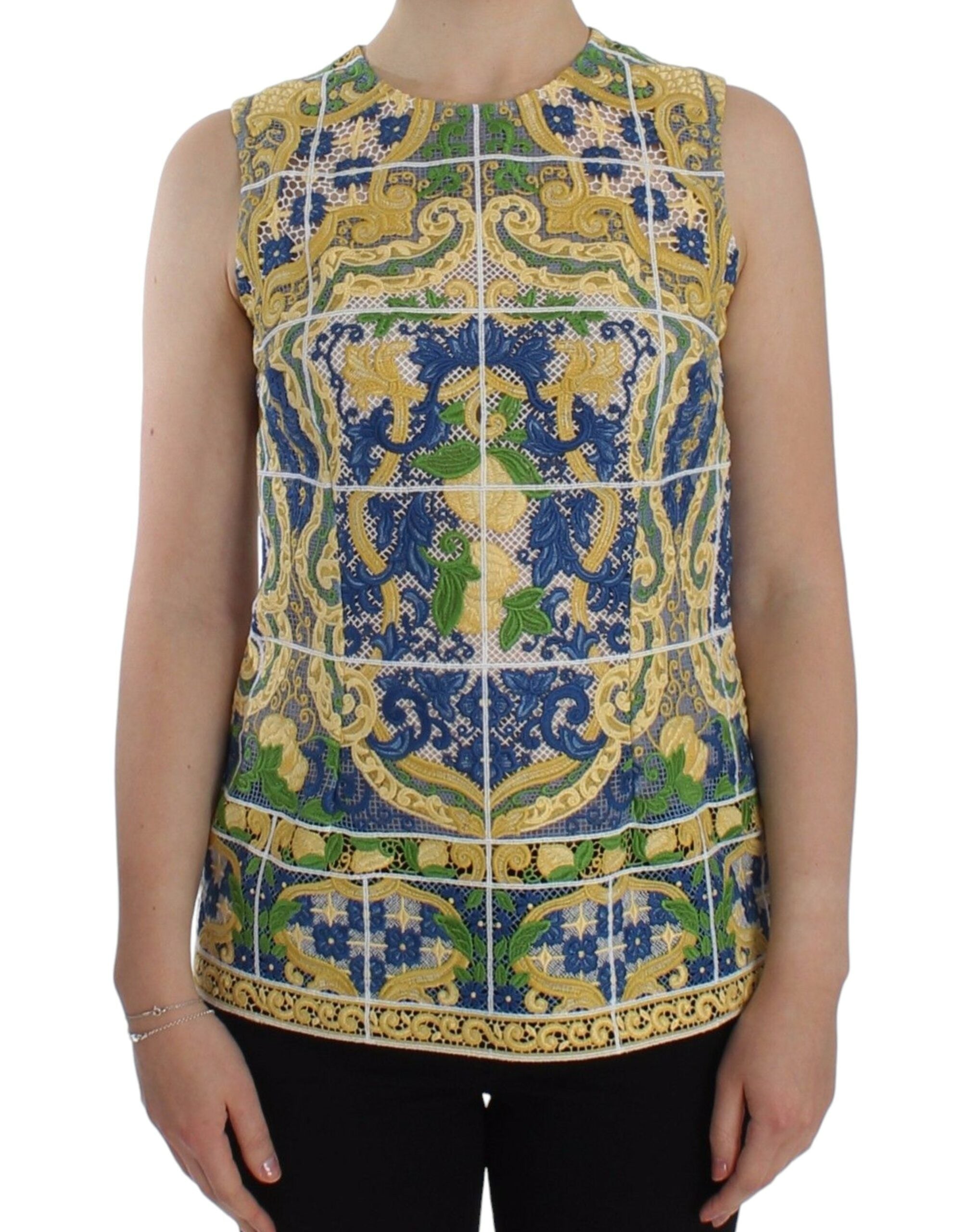 Dolce &amp; Gabbana Majolika bestickte ärmellose Eleganz