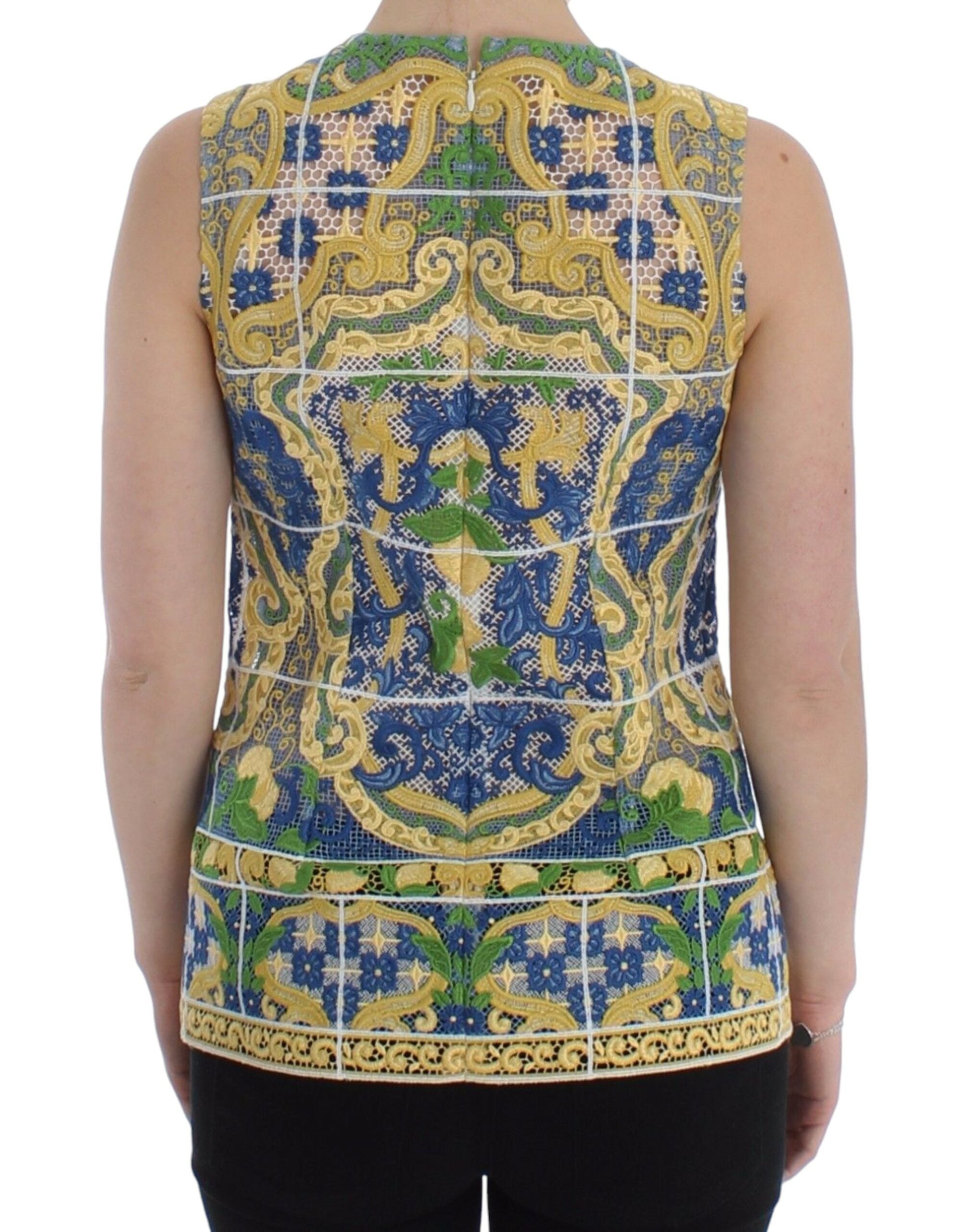 Dolce &amp; Gabbana Majolika bestickte ärmellose Eleganz