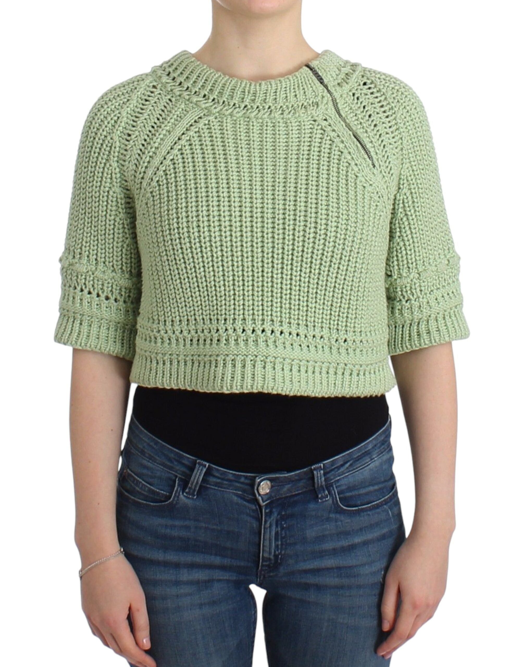 Ermanno Scervino Schicker, grüner, kurz geschnittener Baumwollpullover