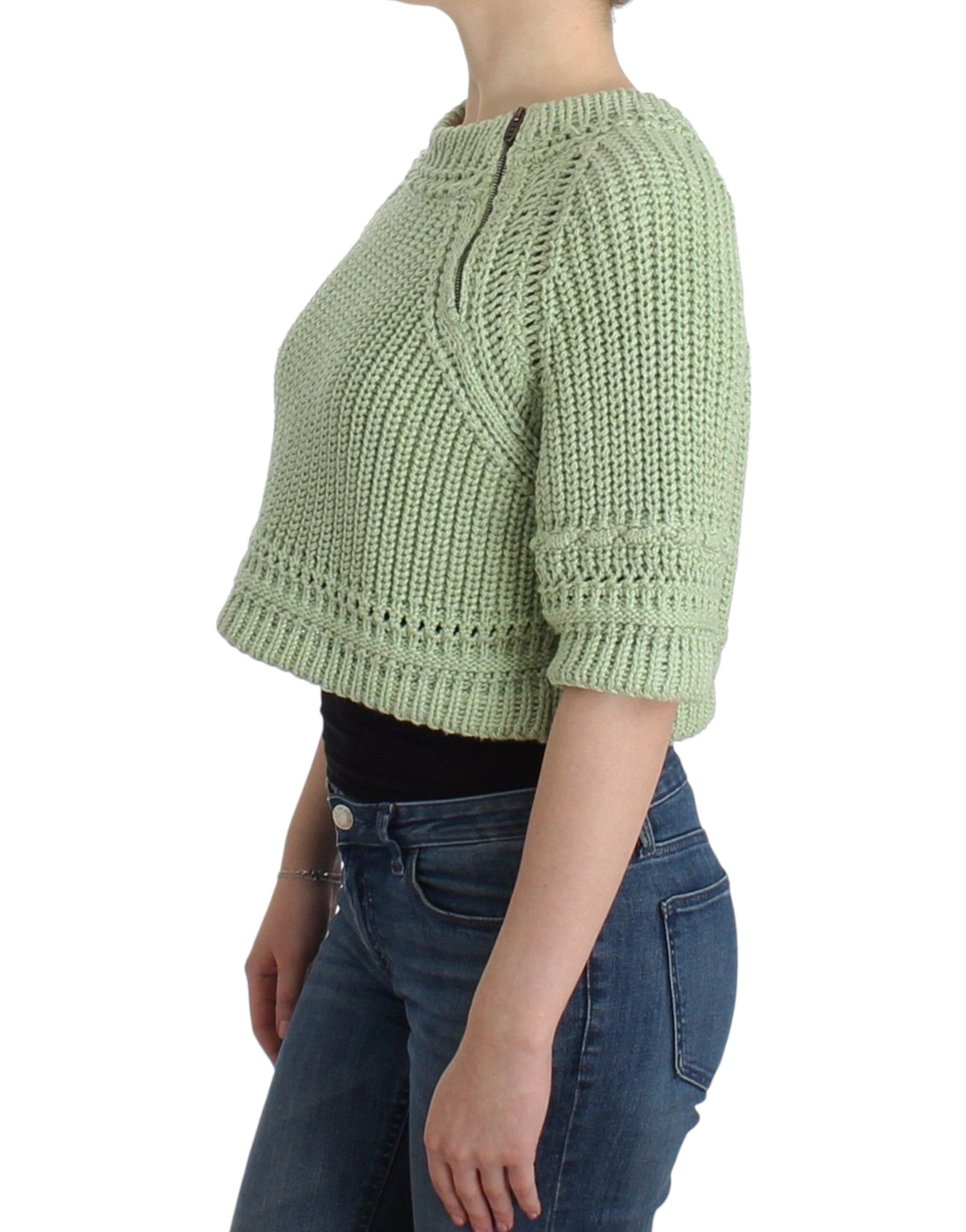 Ermanno Scervino Schicker, grüner, kurz geschnittener Baumwollpullover