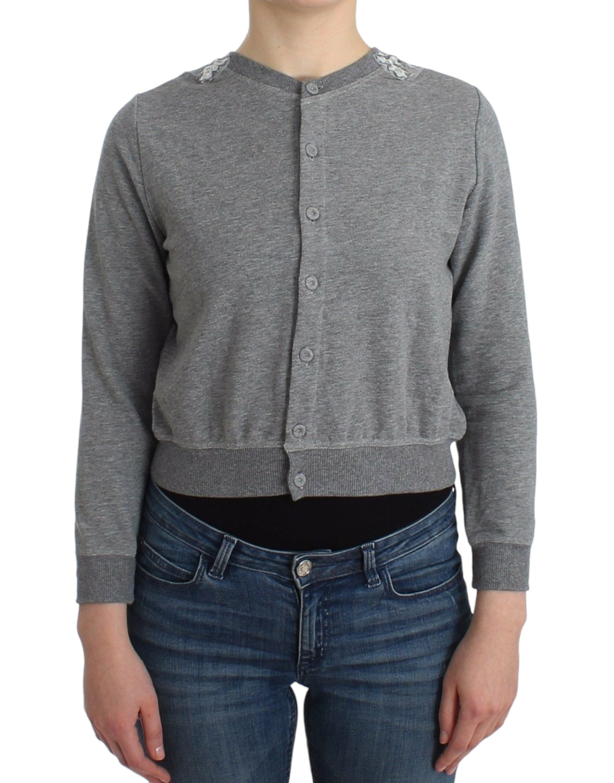 Ermanno Scervino Schicke kurze Strickjacke aus grauer Baumwollmischung