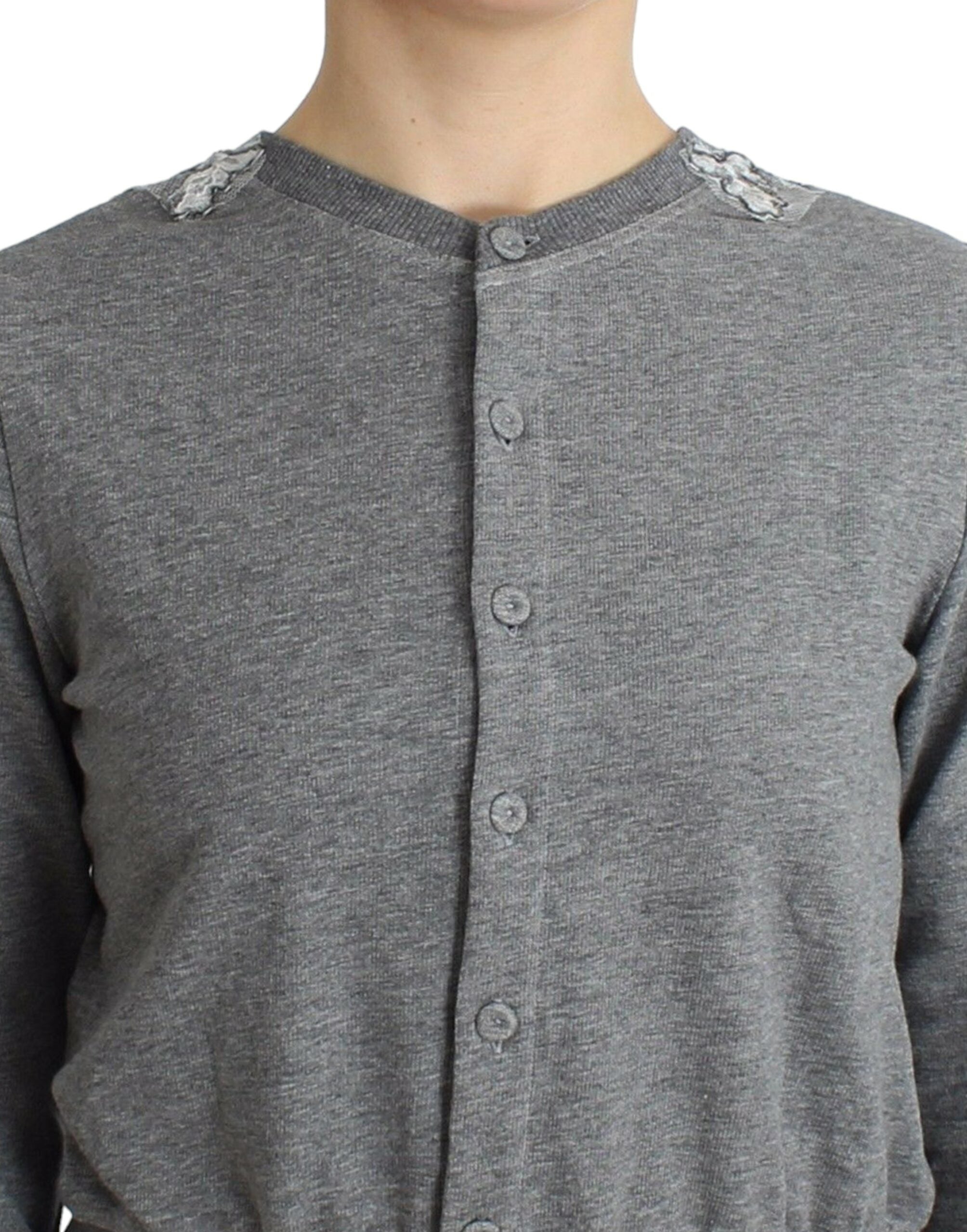 Ermanno Scervino Schicke kurze Strickjacke aus grauer Baumwollmischung